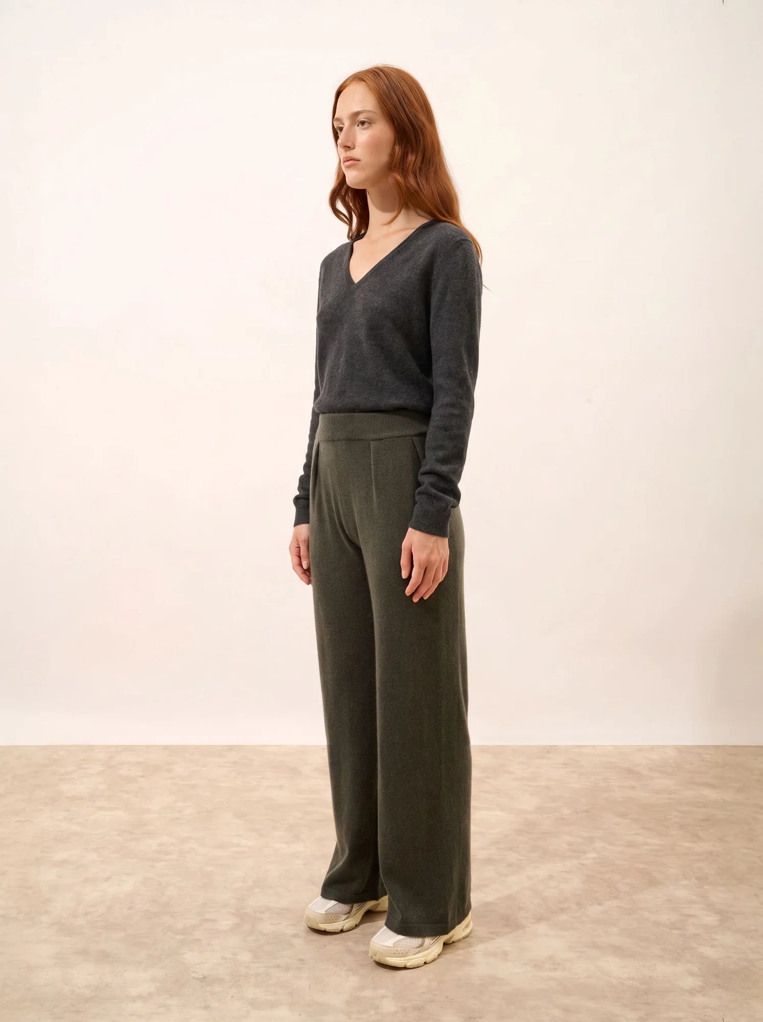 DAPHNE Pantalon Large Anthracite Chiné