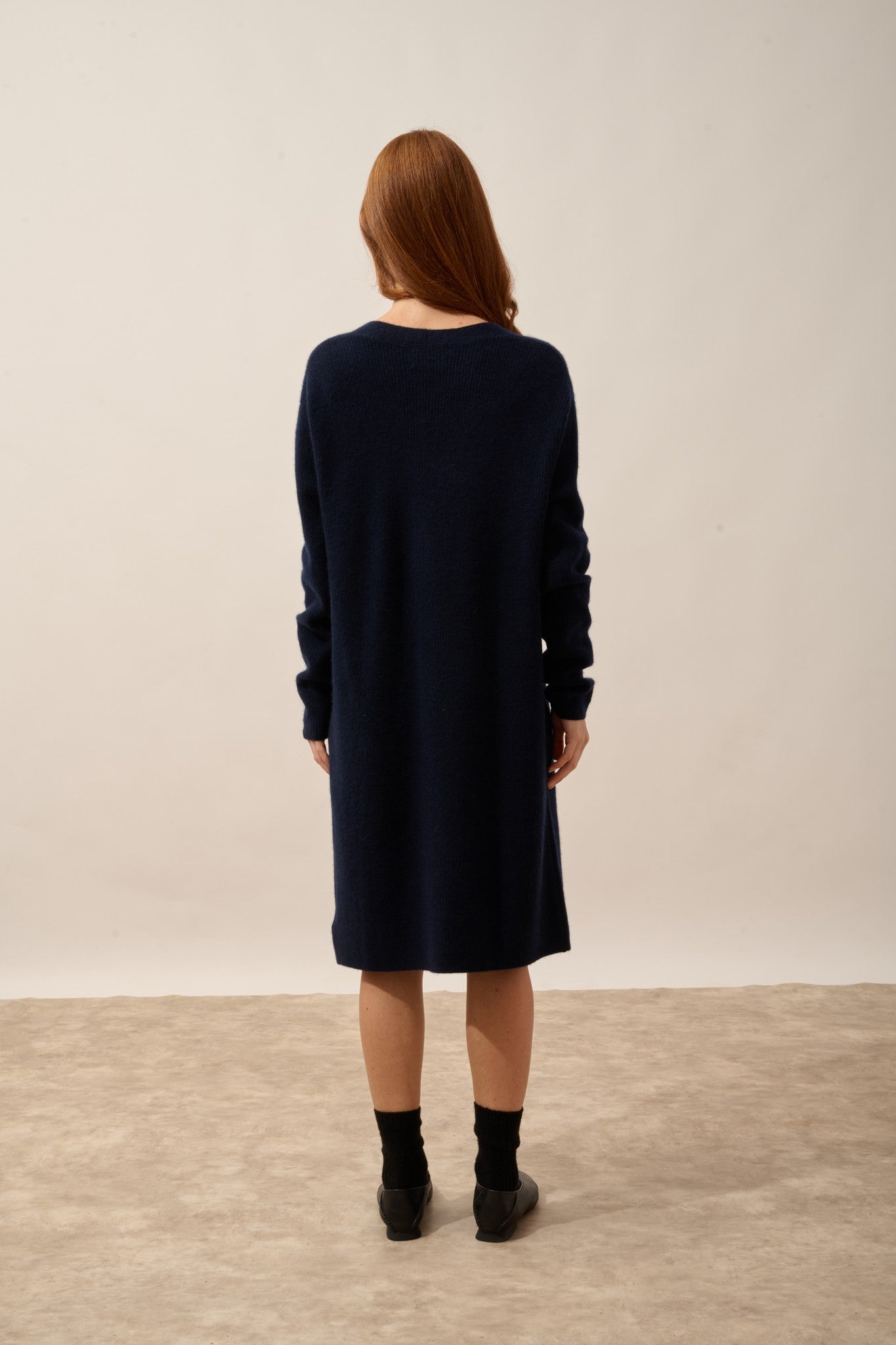 dache cardigan long col v navy