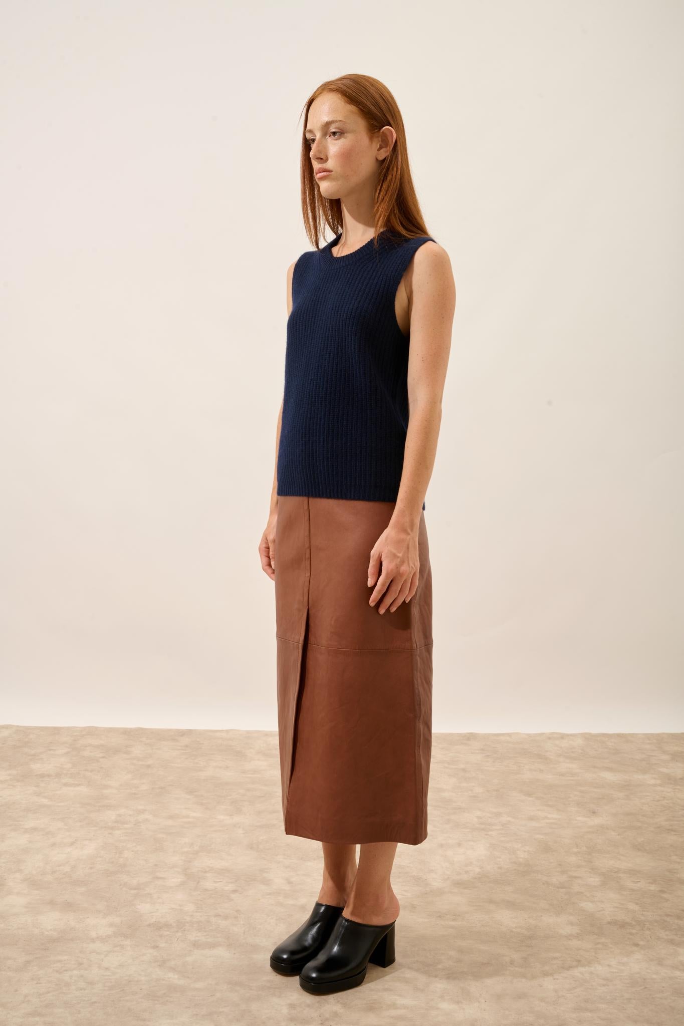 DAMPA round-neck tank top navy