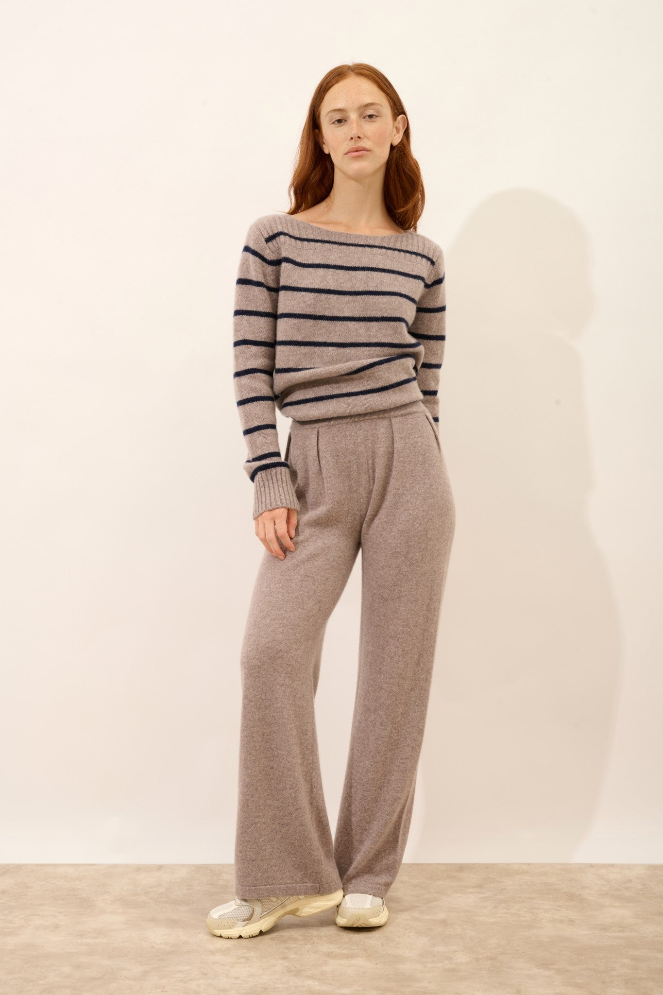 daphne pantalon large caribou chiné 100% cachemire