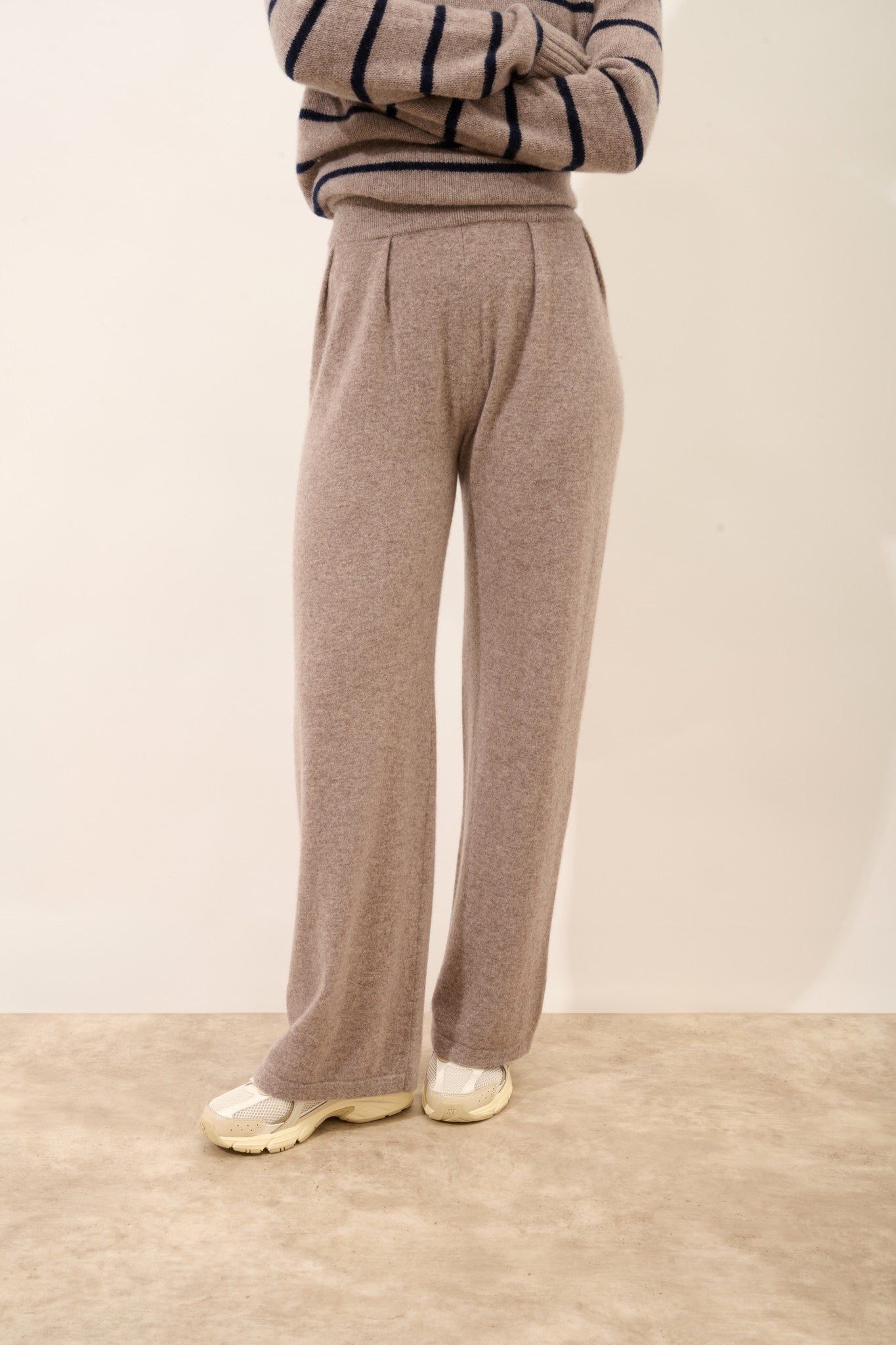 daphne pantalon large caribou chiné 100% cachemire