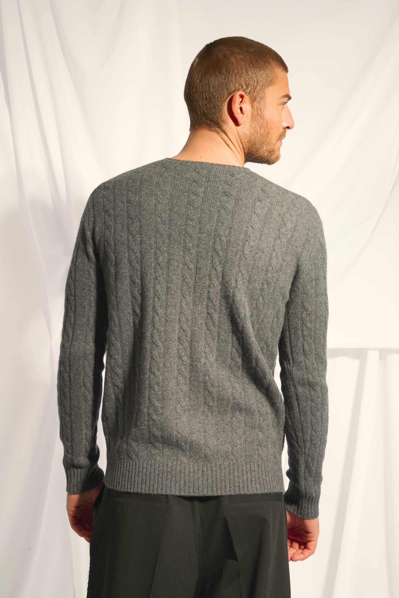 DARRI pull col rond anthracite chiné
