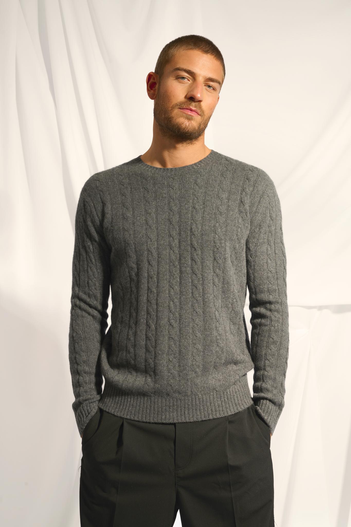DARRI pull col rond anthracite chiné