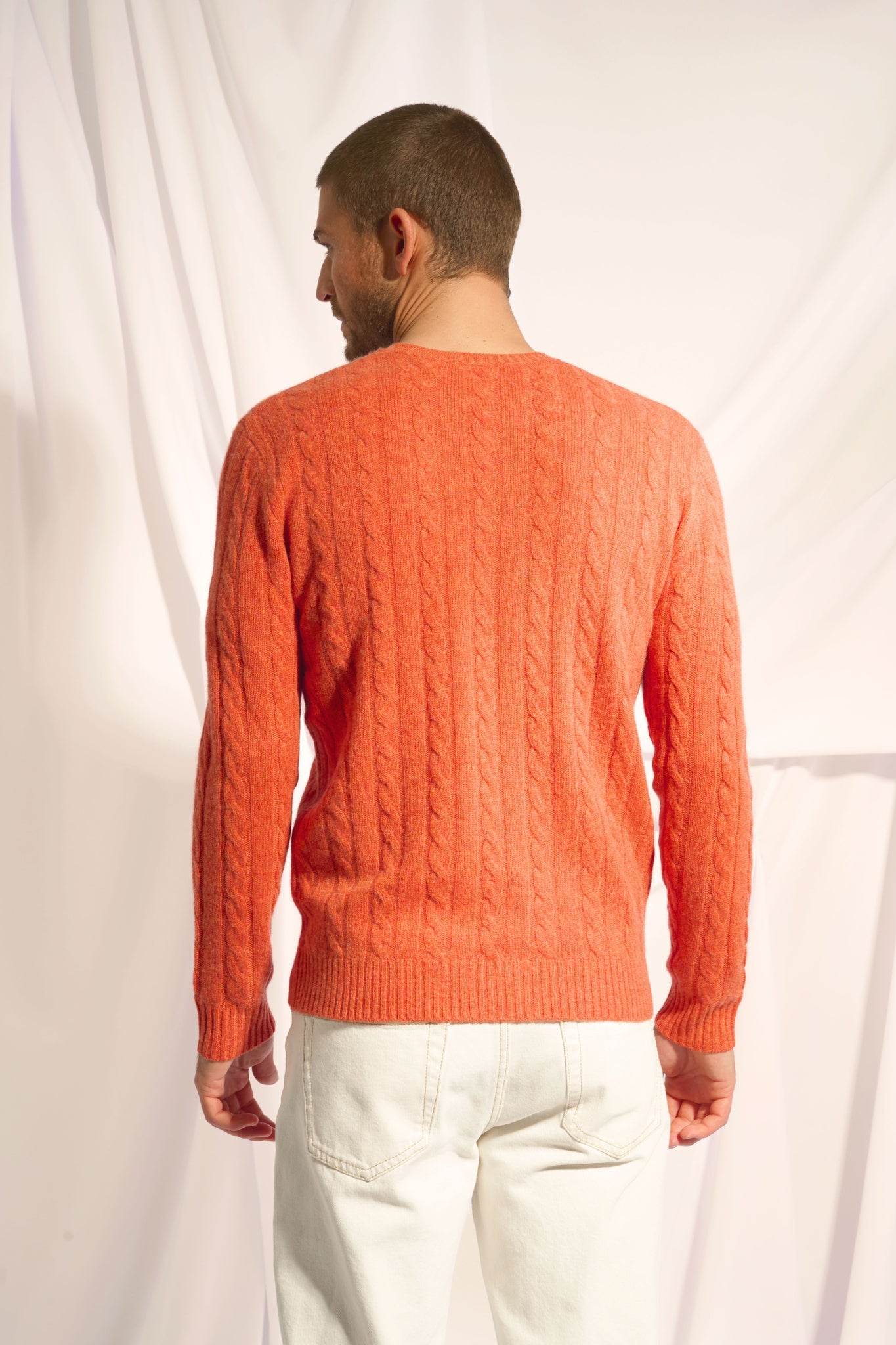 DARRI pull col rond orange chiné