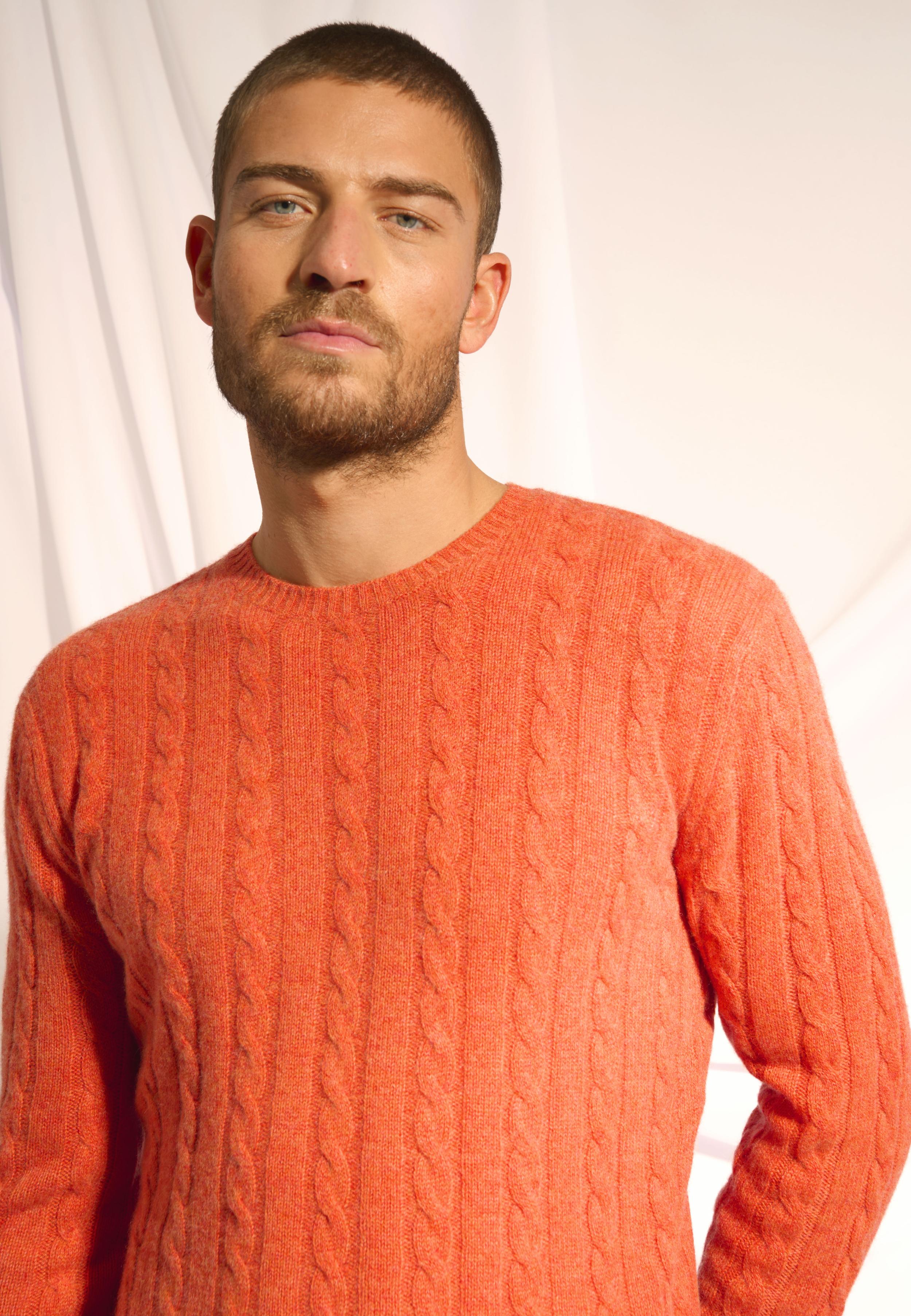 DARRI pull col rond orange chiné