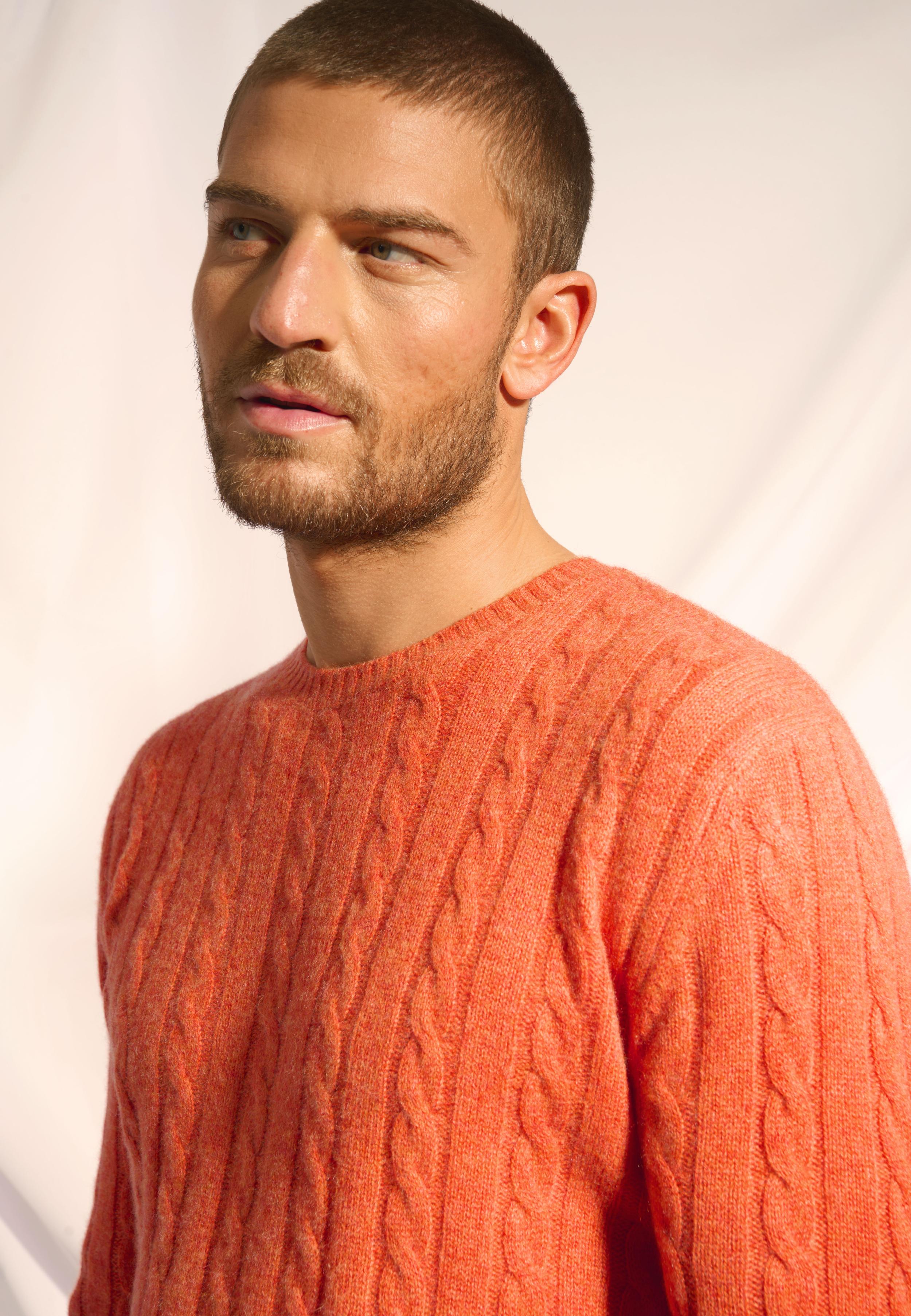 DARRI pull col rond orange chiné