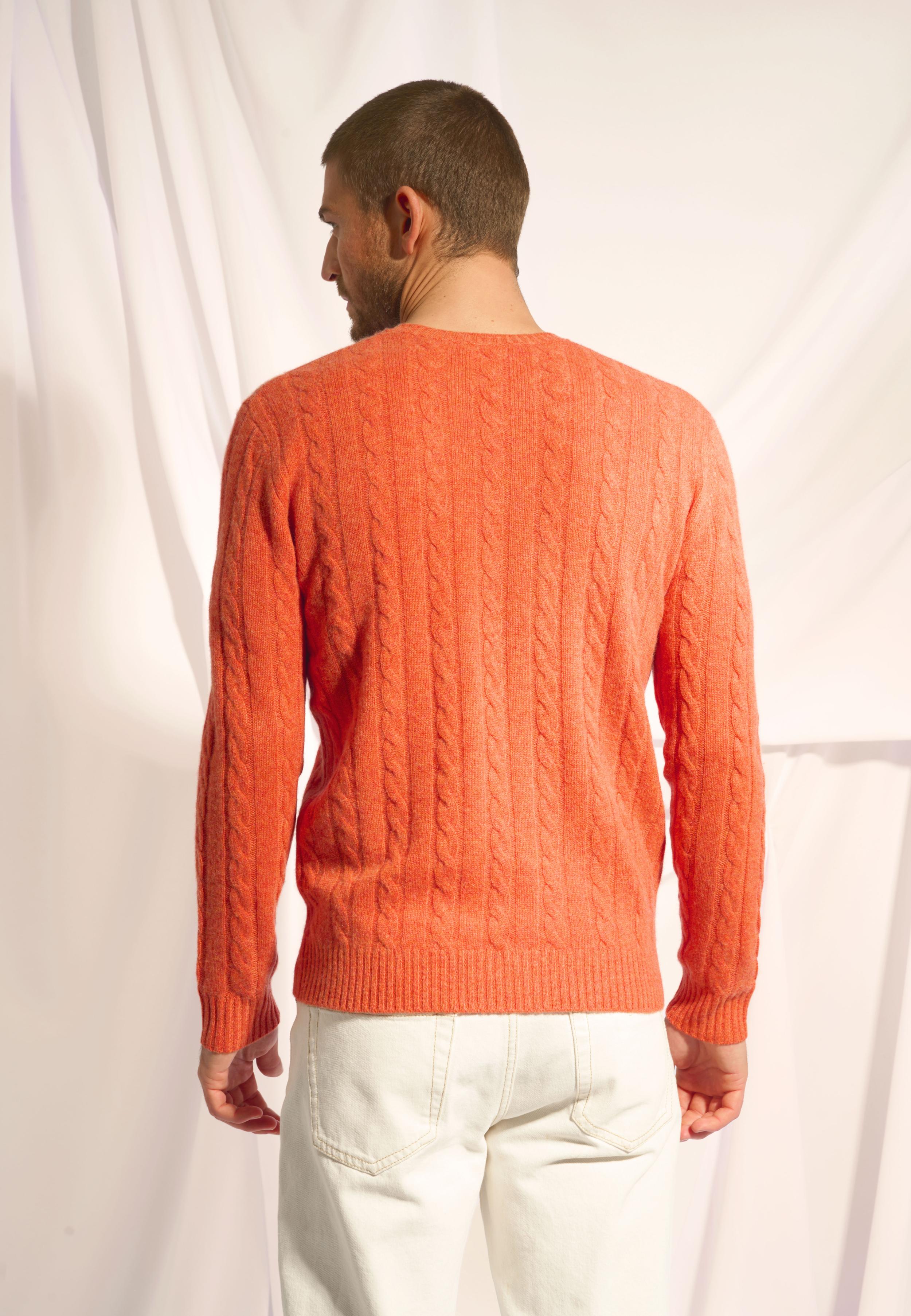 DARRI pull col rond orange chiné