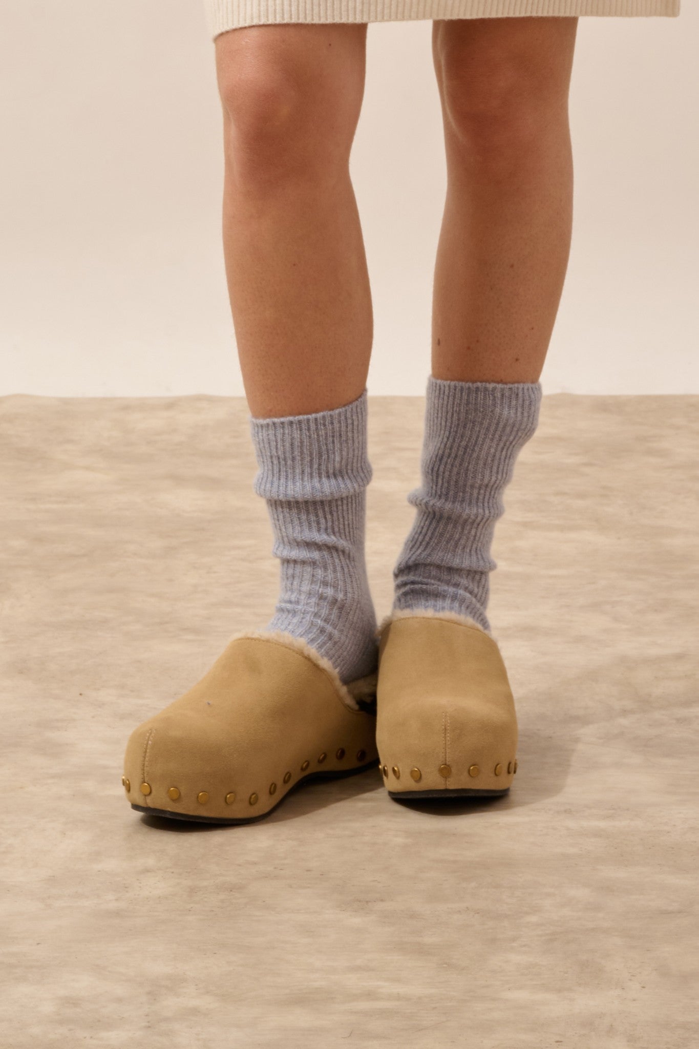 dayaya chaussettes 4 fils bleu ivoire 100% cachemire