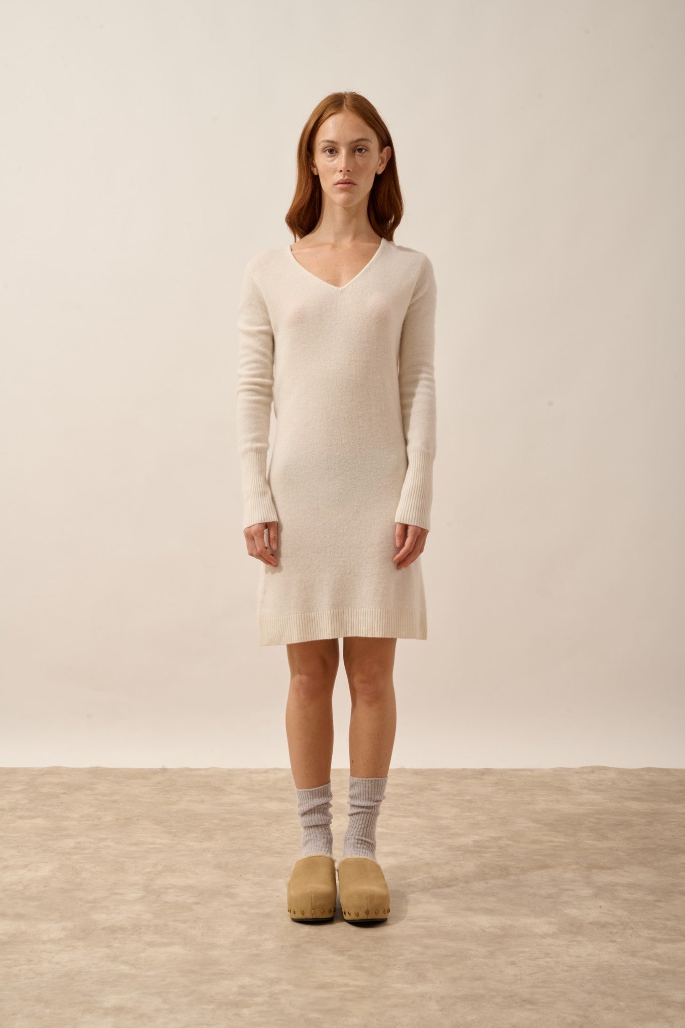 dayaya chaussettes 4 fils gris perle chiné 100% cachemire