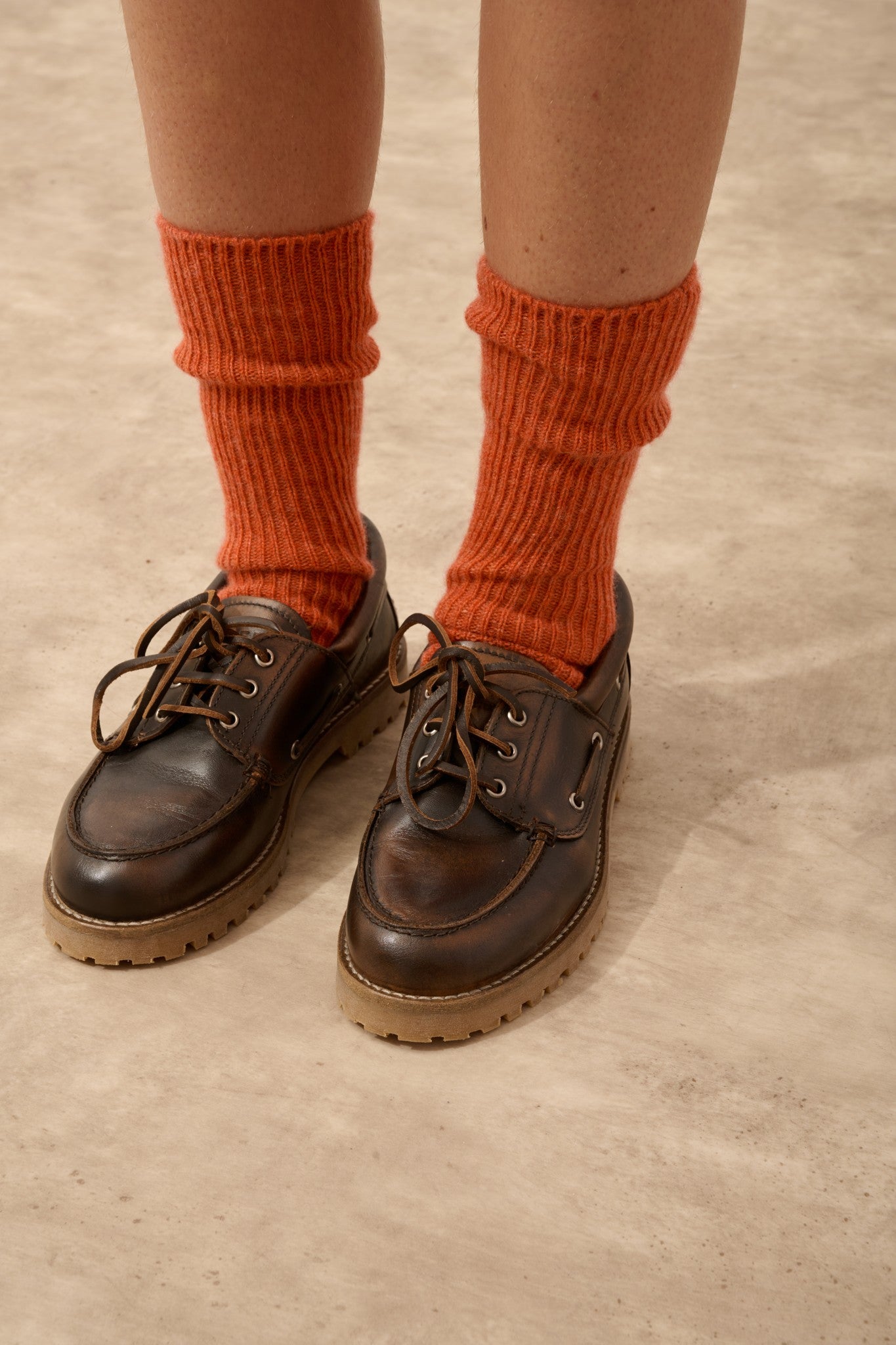 dayaya chaussettes 4 fils orange chiné 100% cachemire