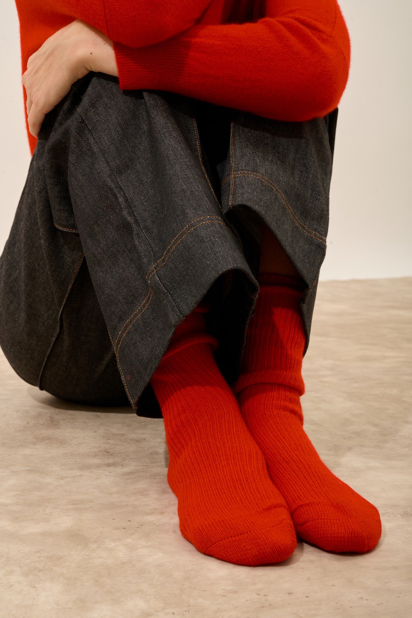 dayaya chaussettes 4 fils rouge 100% cachemire