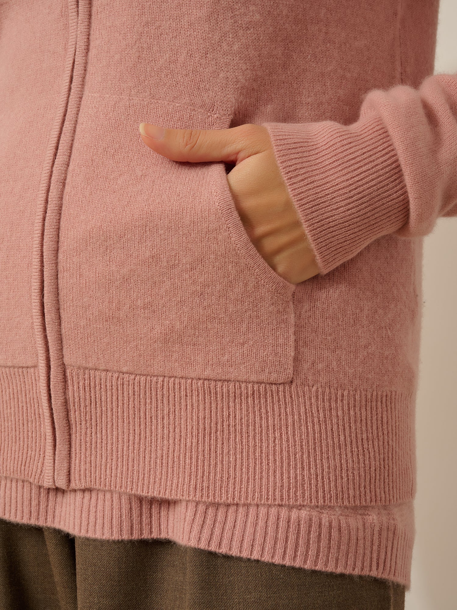 DEBBIE gilet col zippé capuche bois de rose