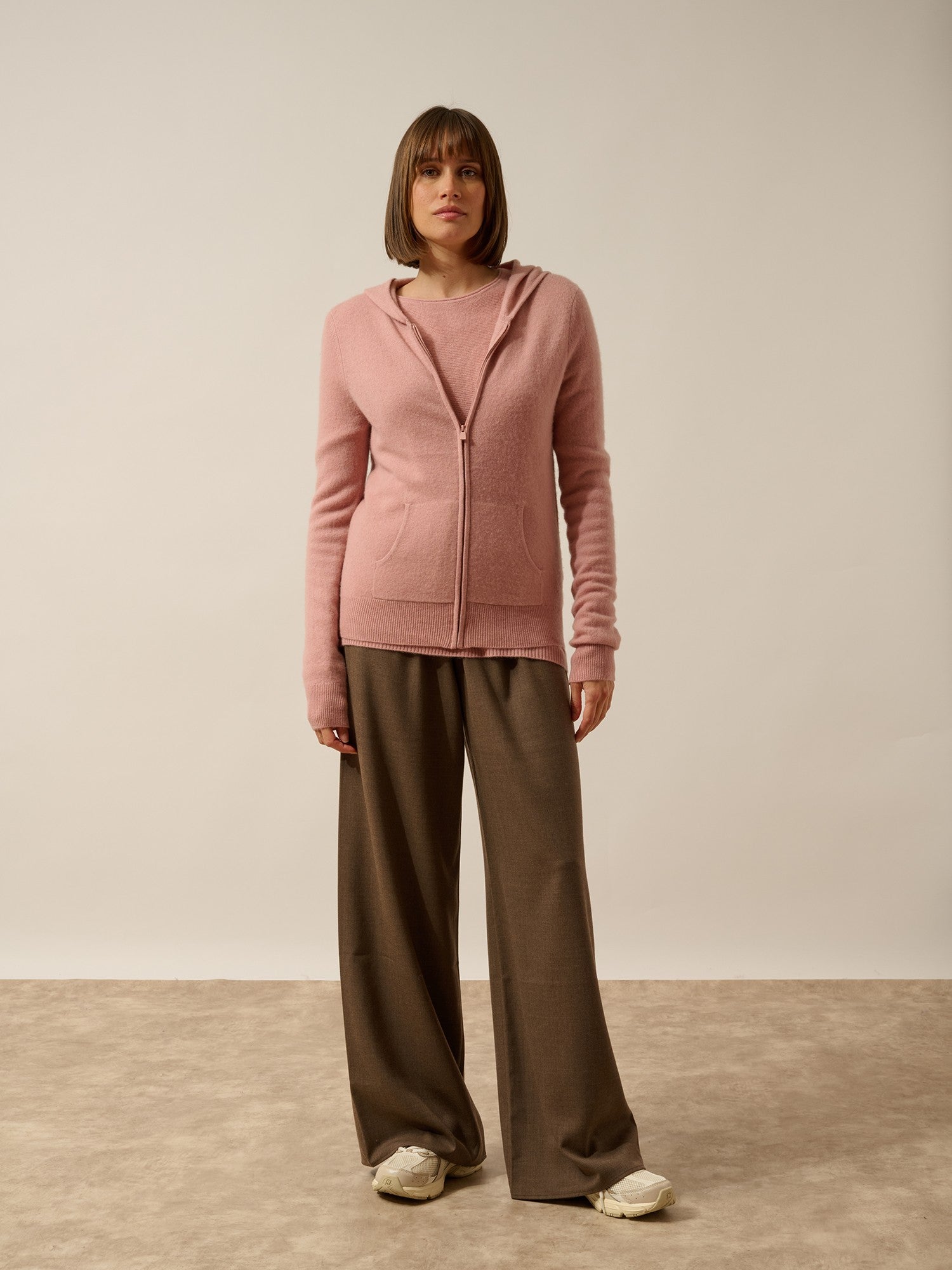 debbie gilet col zippé capuche bois de rose