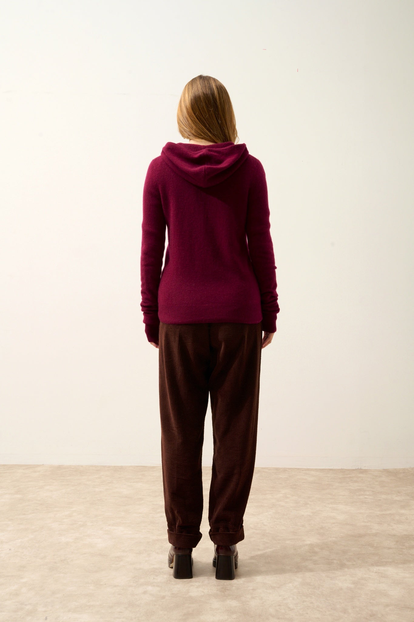 DEBBIE gilet col zippé capuche bordeaux