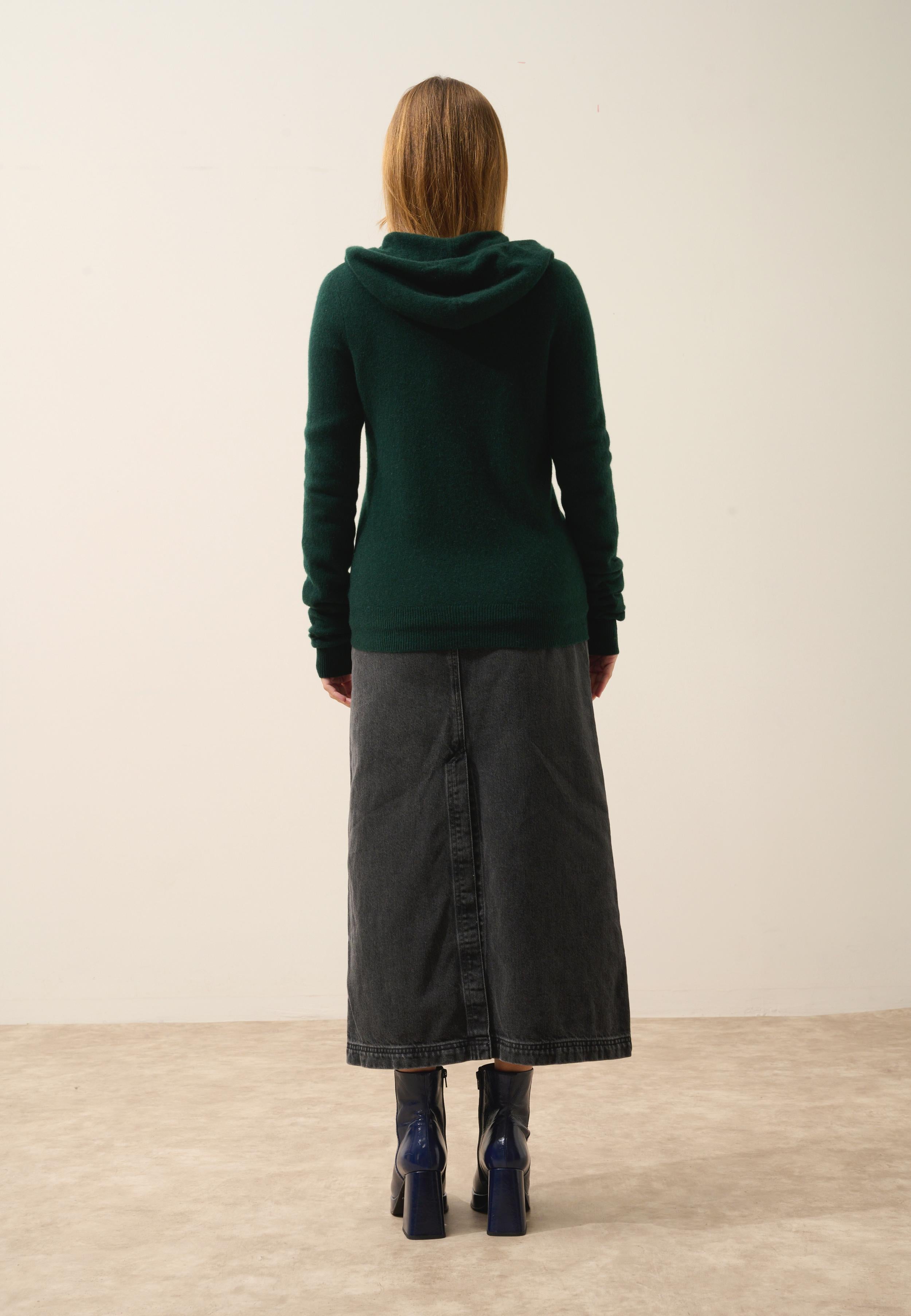 DEBBIE gilet col zippé capuche cyprès
