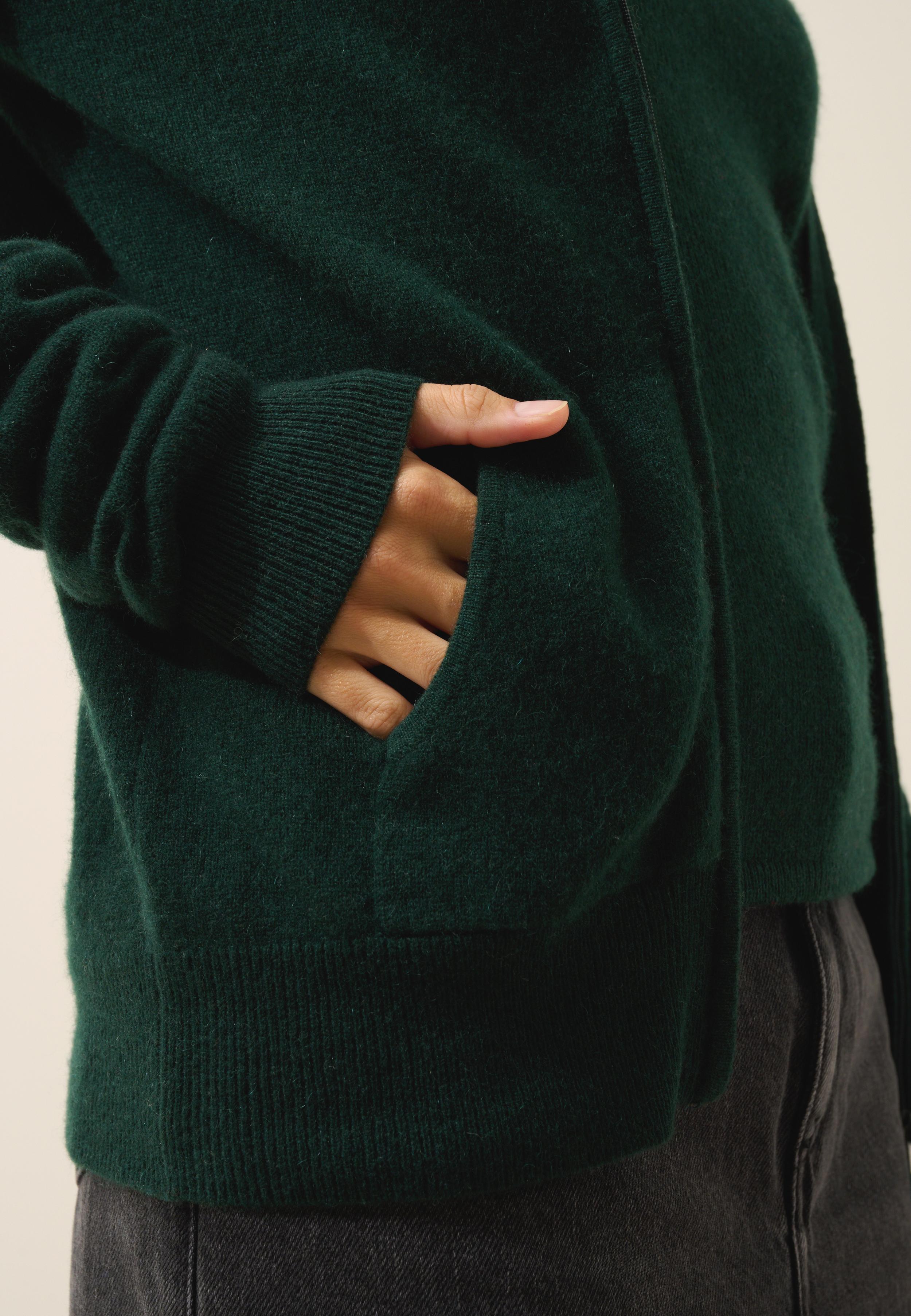 DEBBIE gilet col zippé capuche cyprès