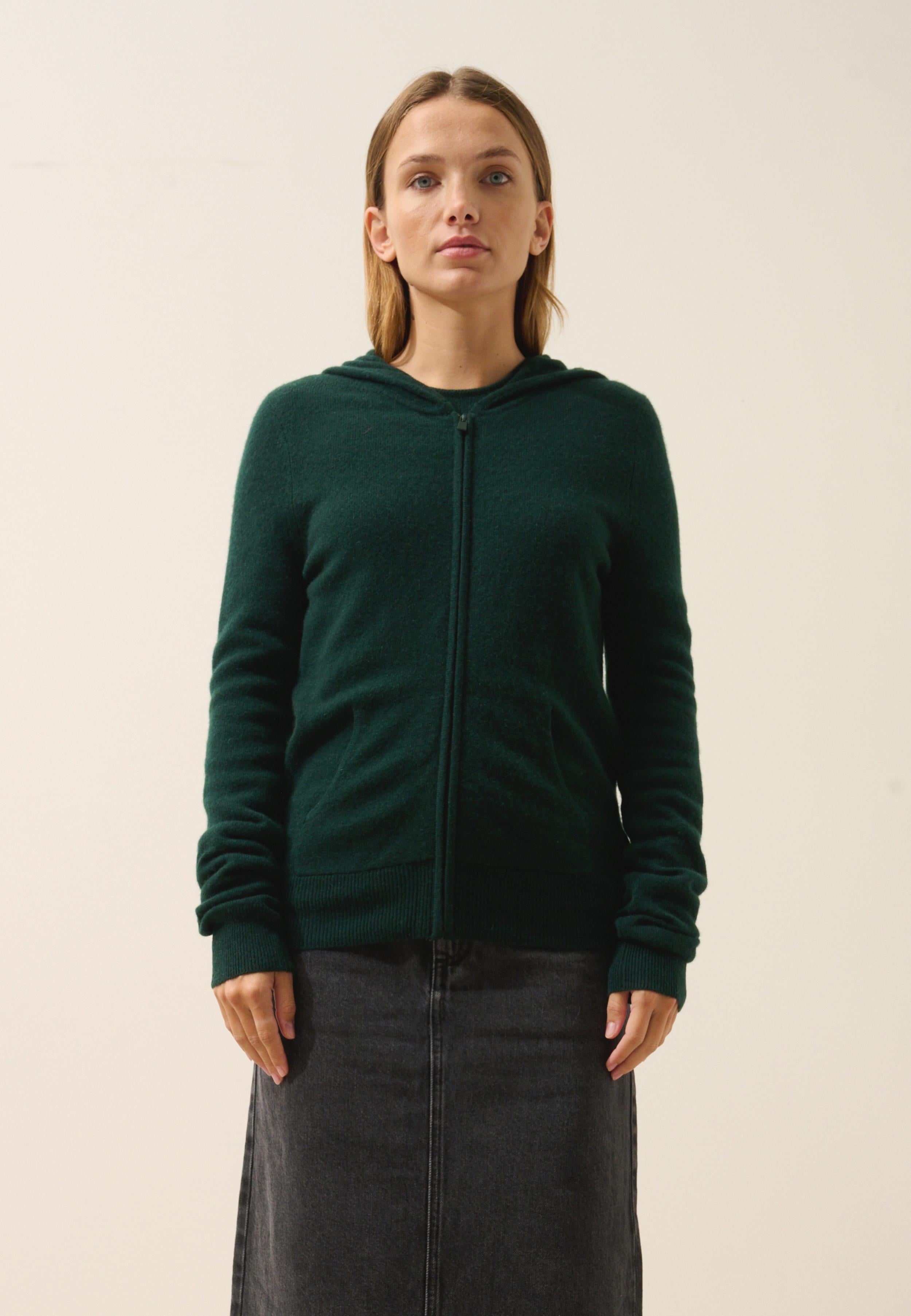 DEBBIE gilet col zippé capuche cyprès