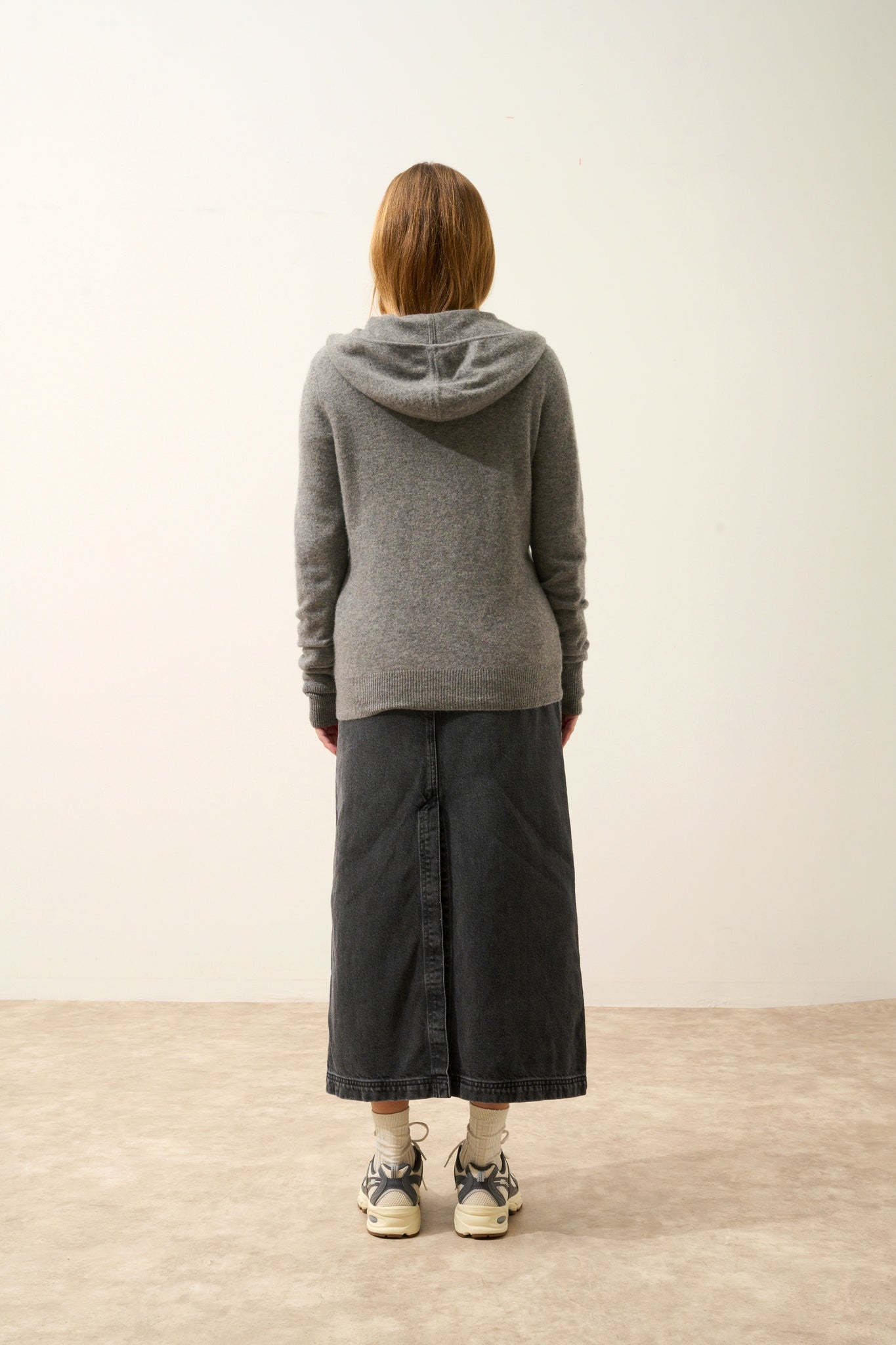 DEBBIE gilet col zippé capuche flanelle chiné