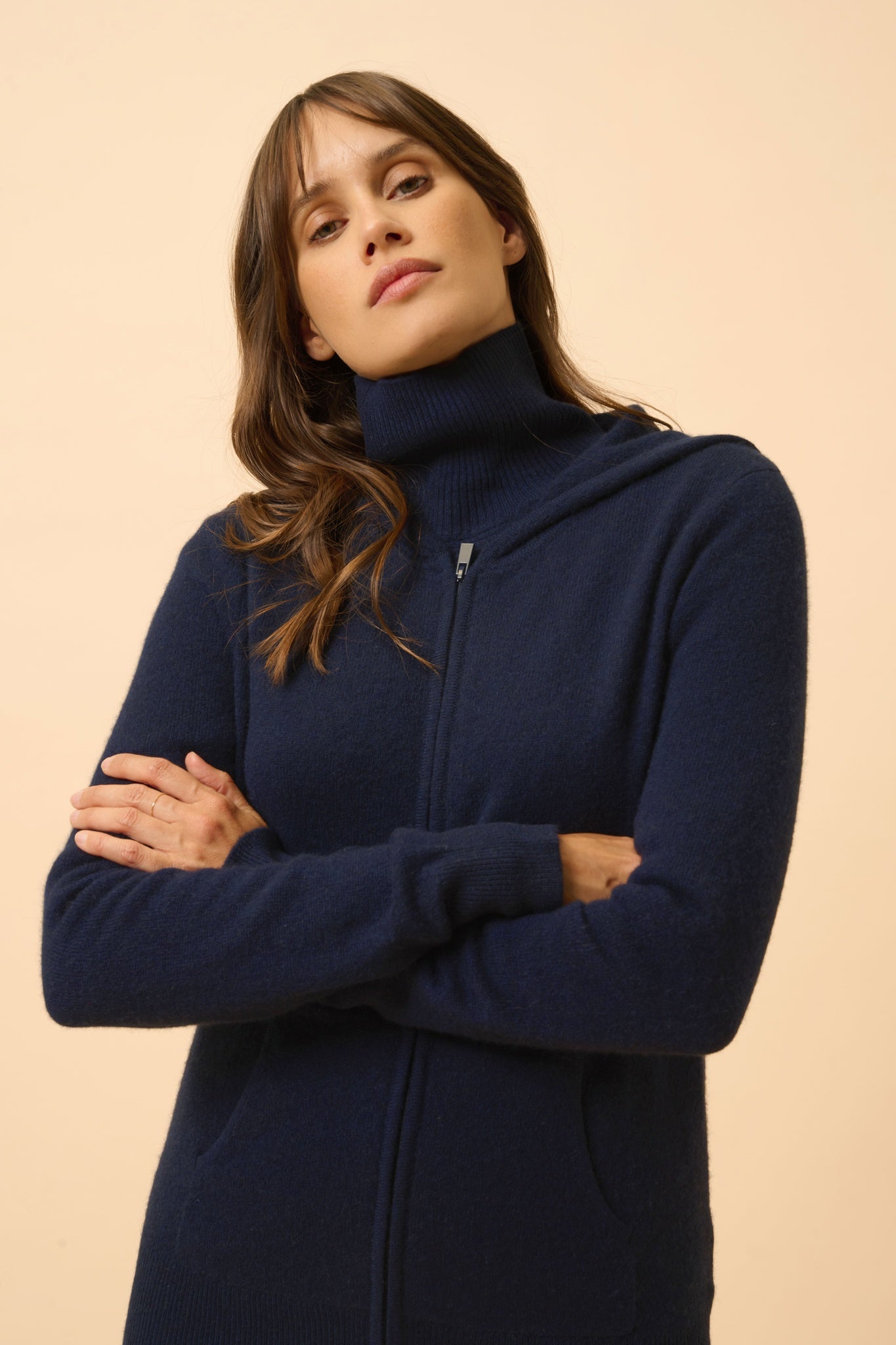 DEBBIE gilet col zippé capuche navy