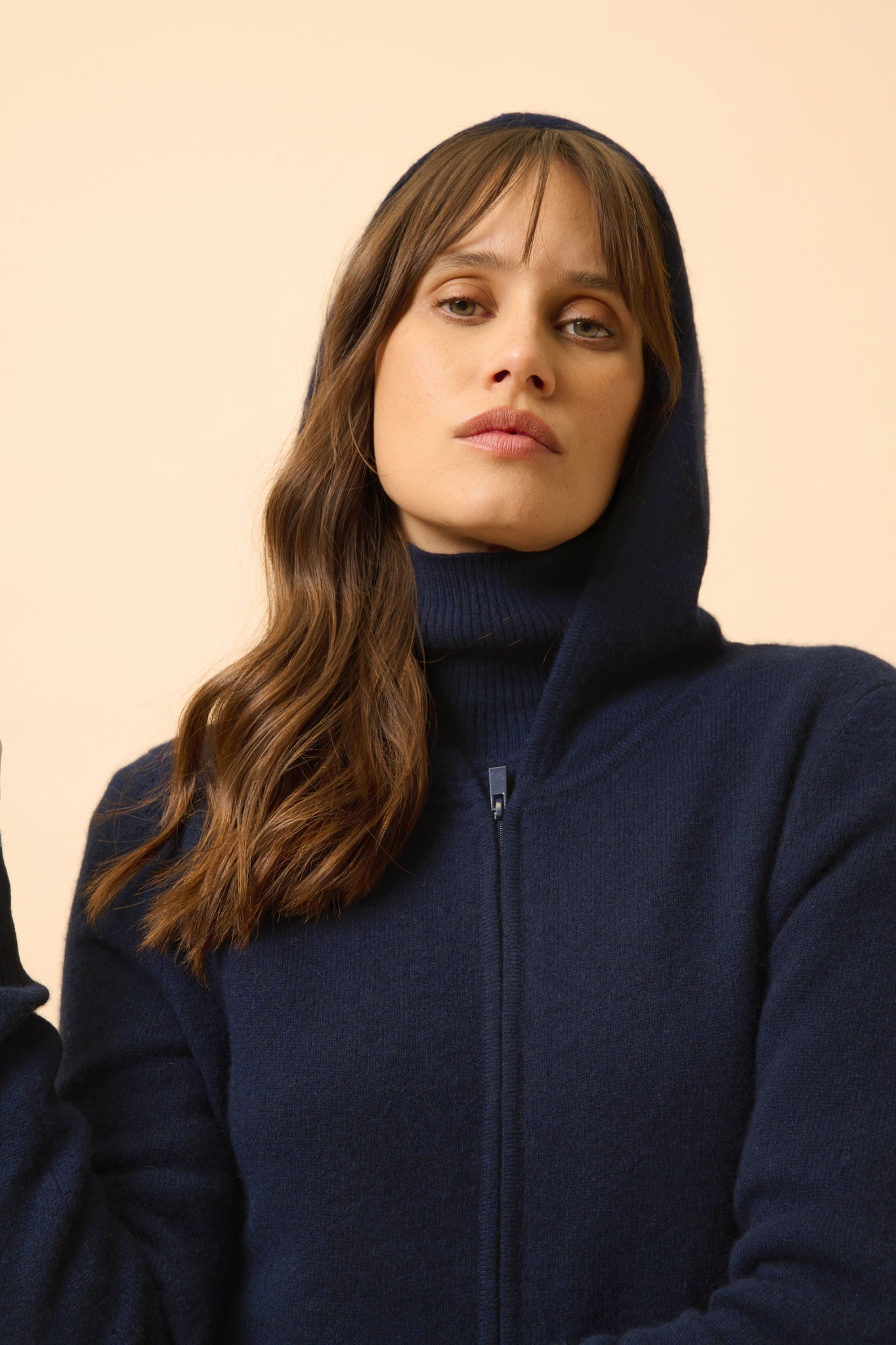 DEBBIE gilet col zippé capuche navy