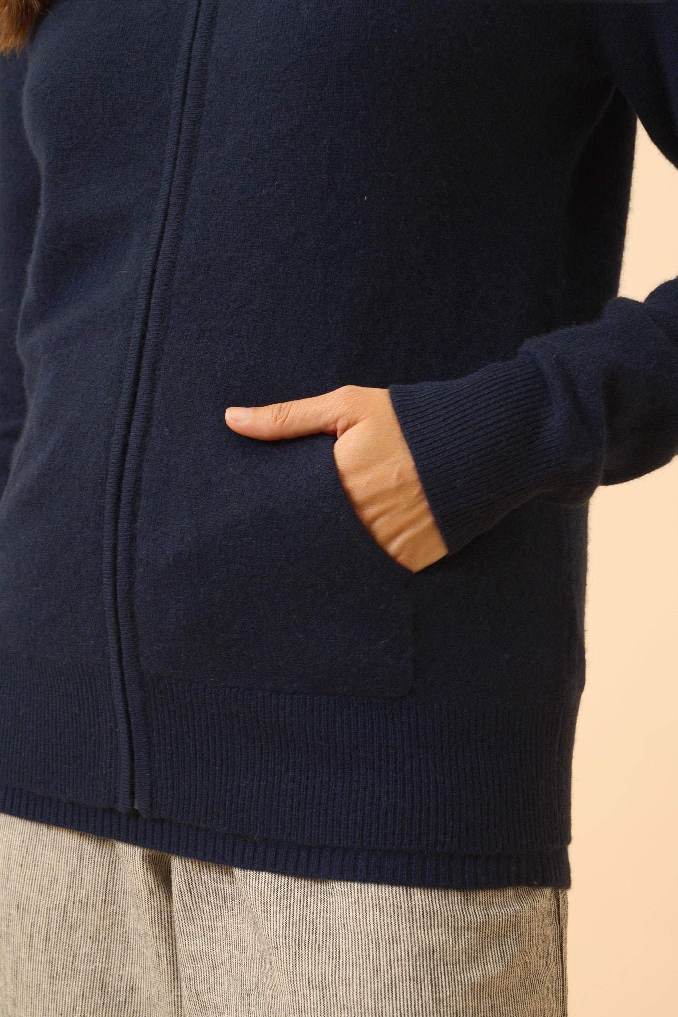 DEBBIE gilet col zippé capuche navy