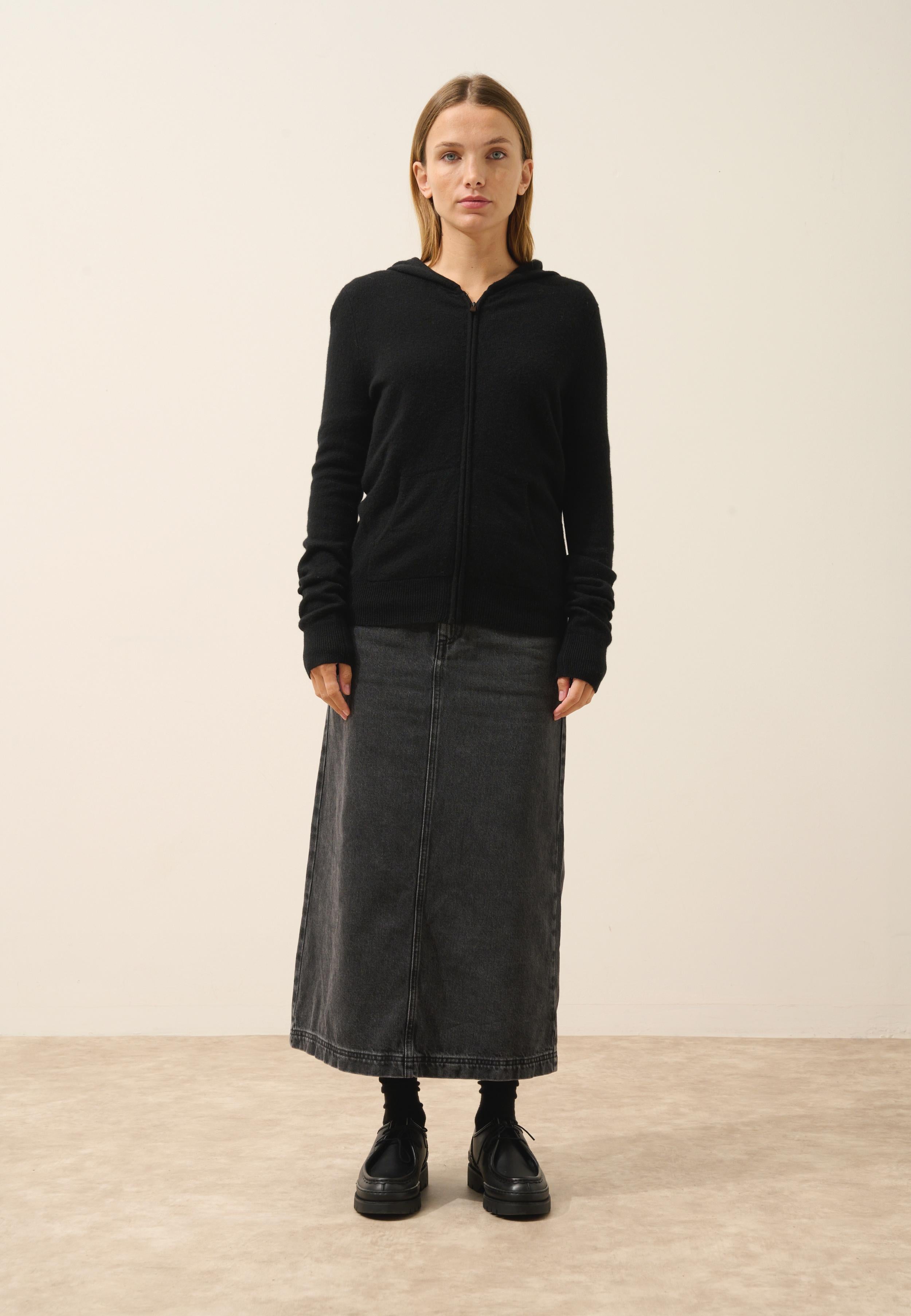 DEBBIE gilet col zippé capuche noir