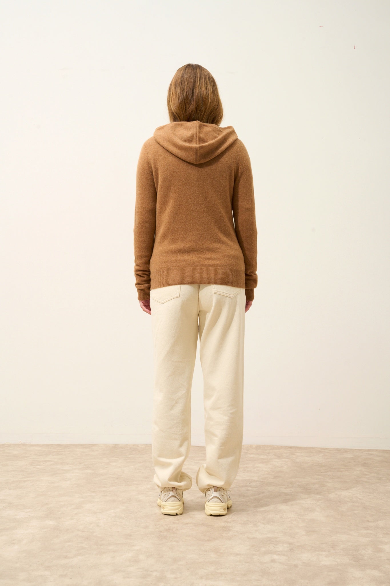 DEBBIE hazelnut hooded zip-neck cardigan