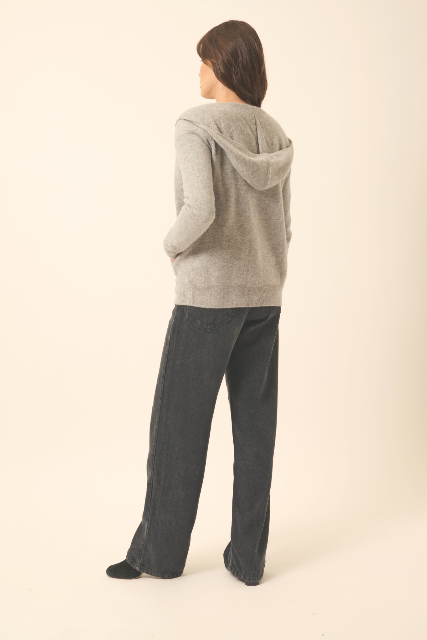 DEBBIE zip-up hooded cardigan with cloud print