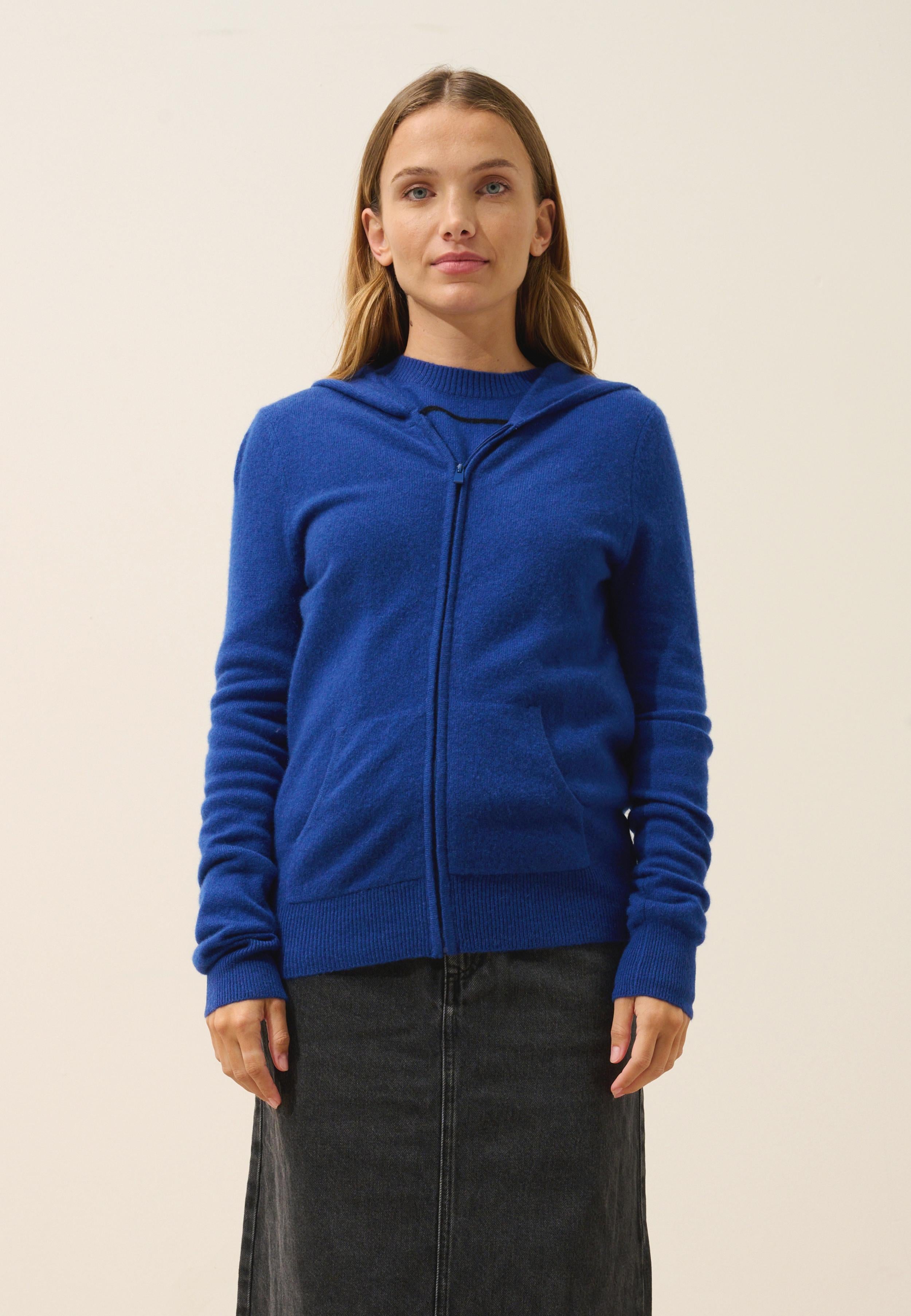 DEBBIE gilet col zippé capuche outremer