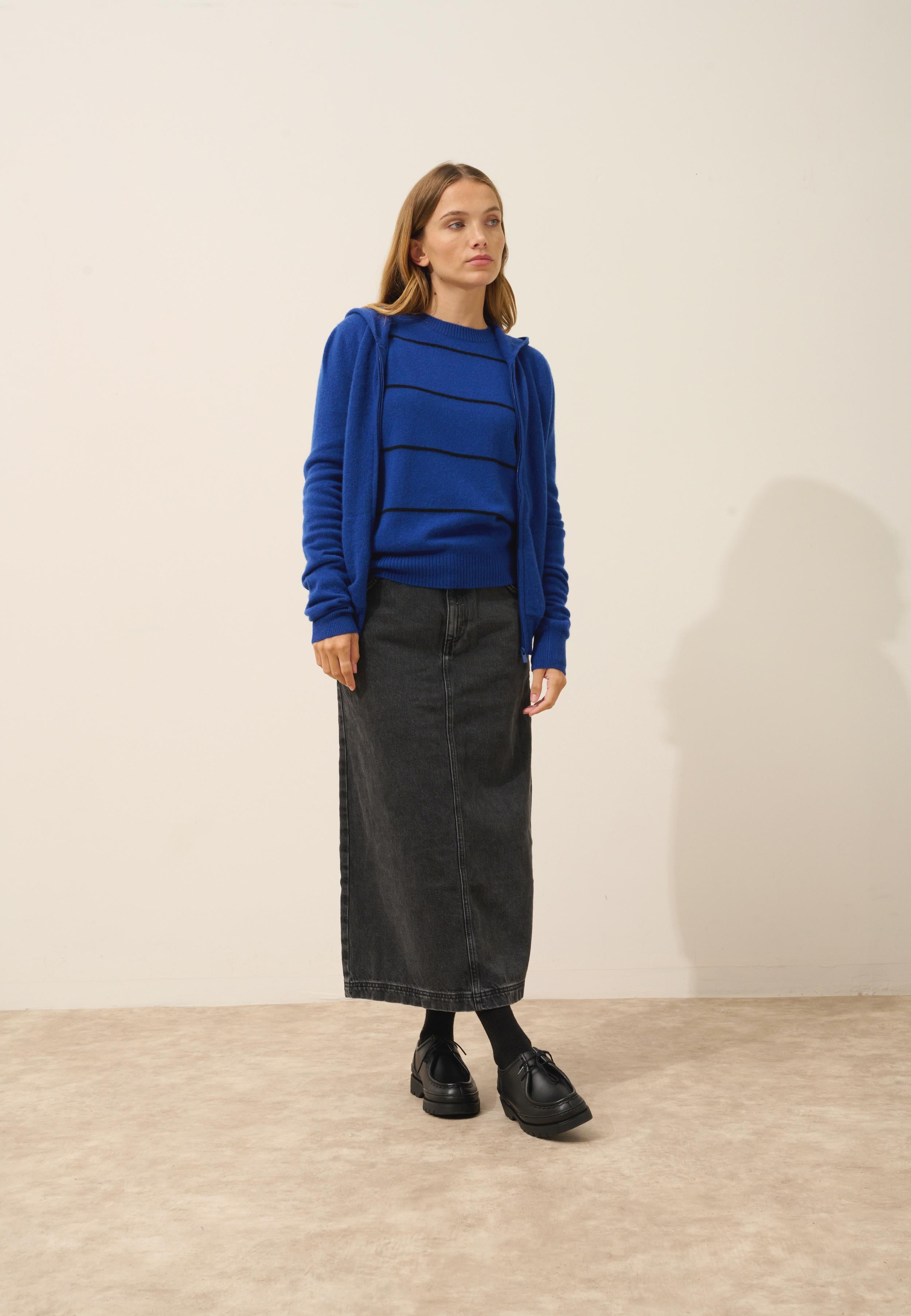 DEBBIE gilet col zippé capuche outremer