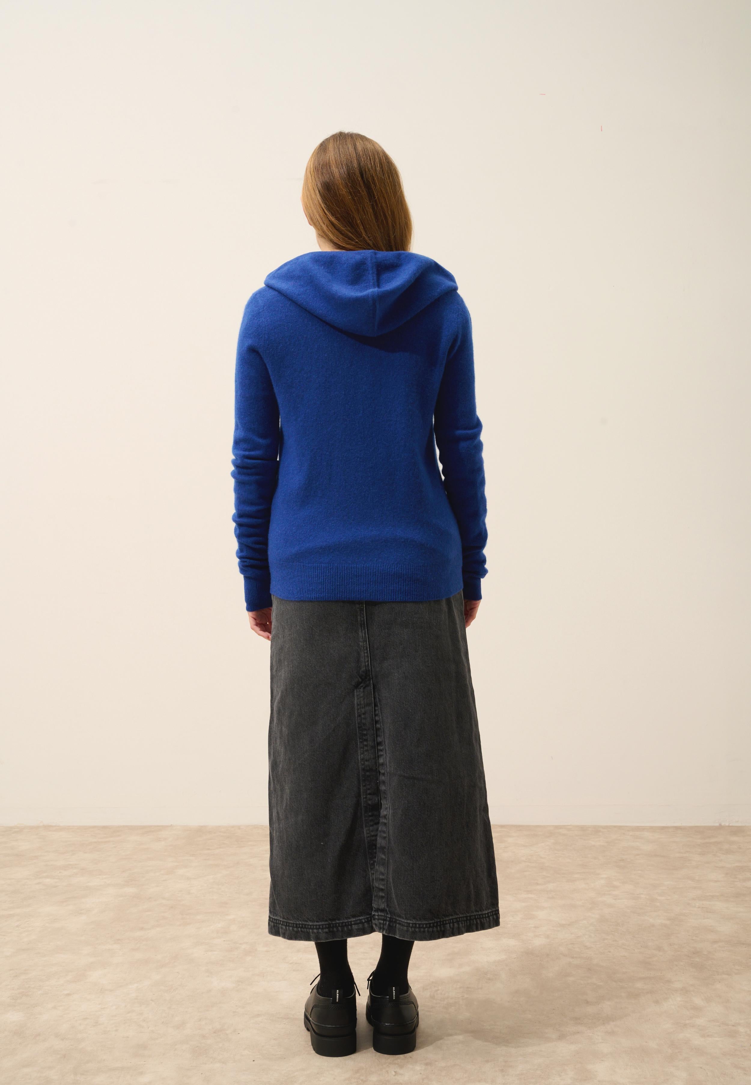 DEBBIE gilet col zippé capuche outremer