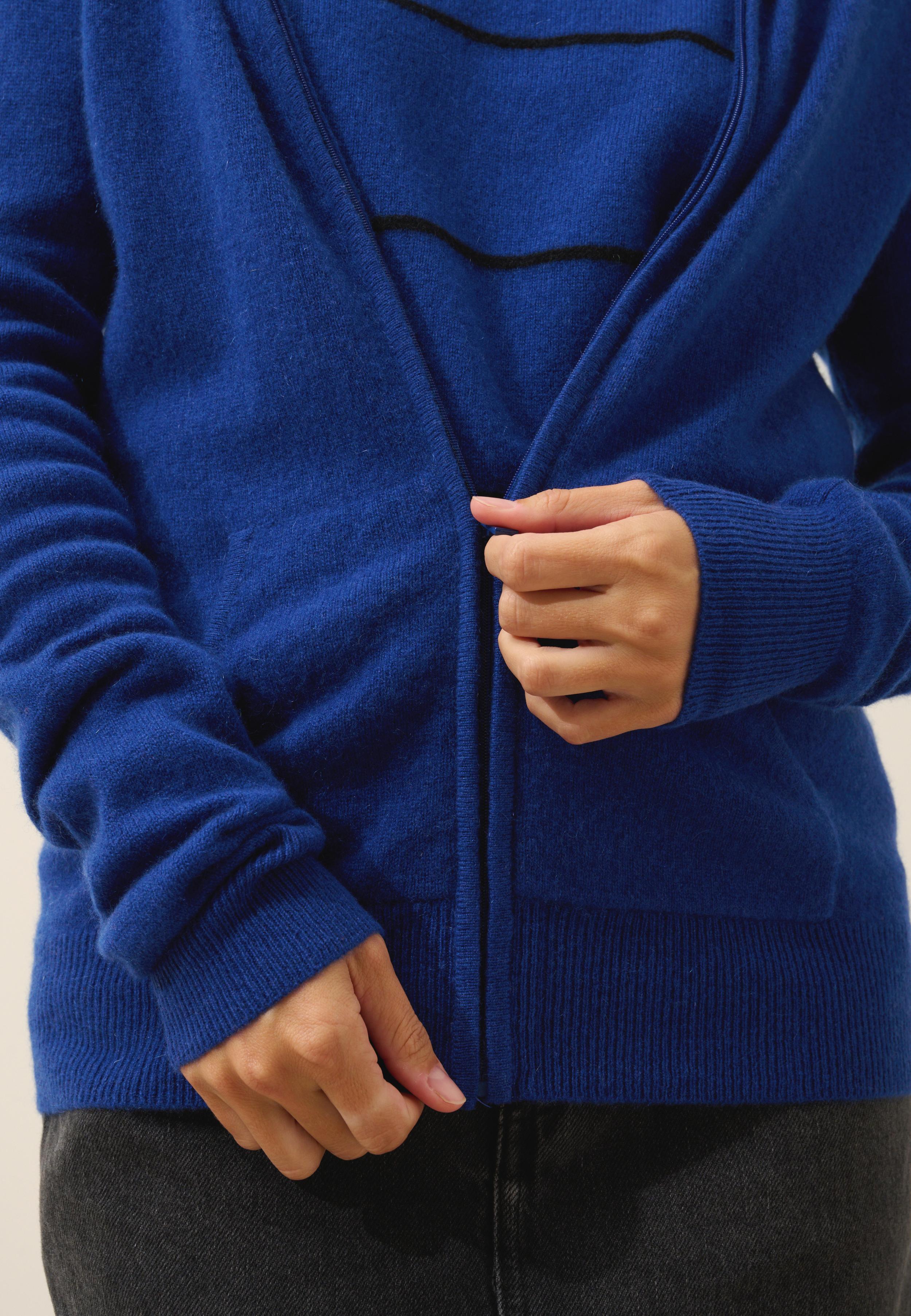 DEBBIE gilet col zippé capuche outremer