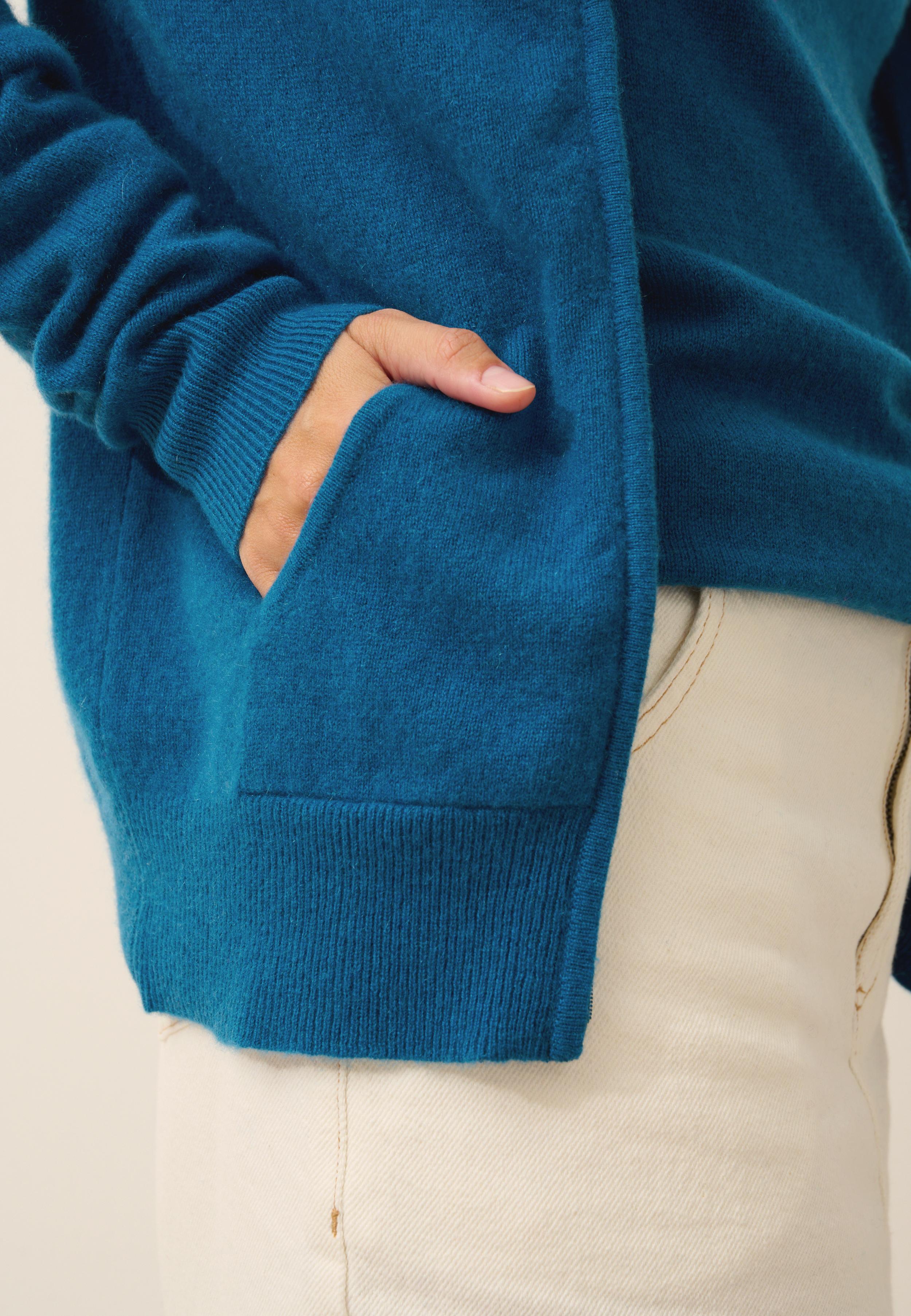 DEBBIE gilet col zippé capuche paon