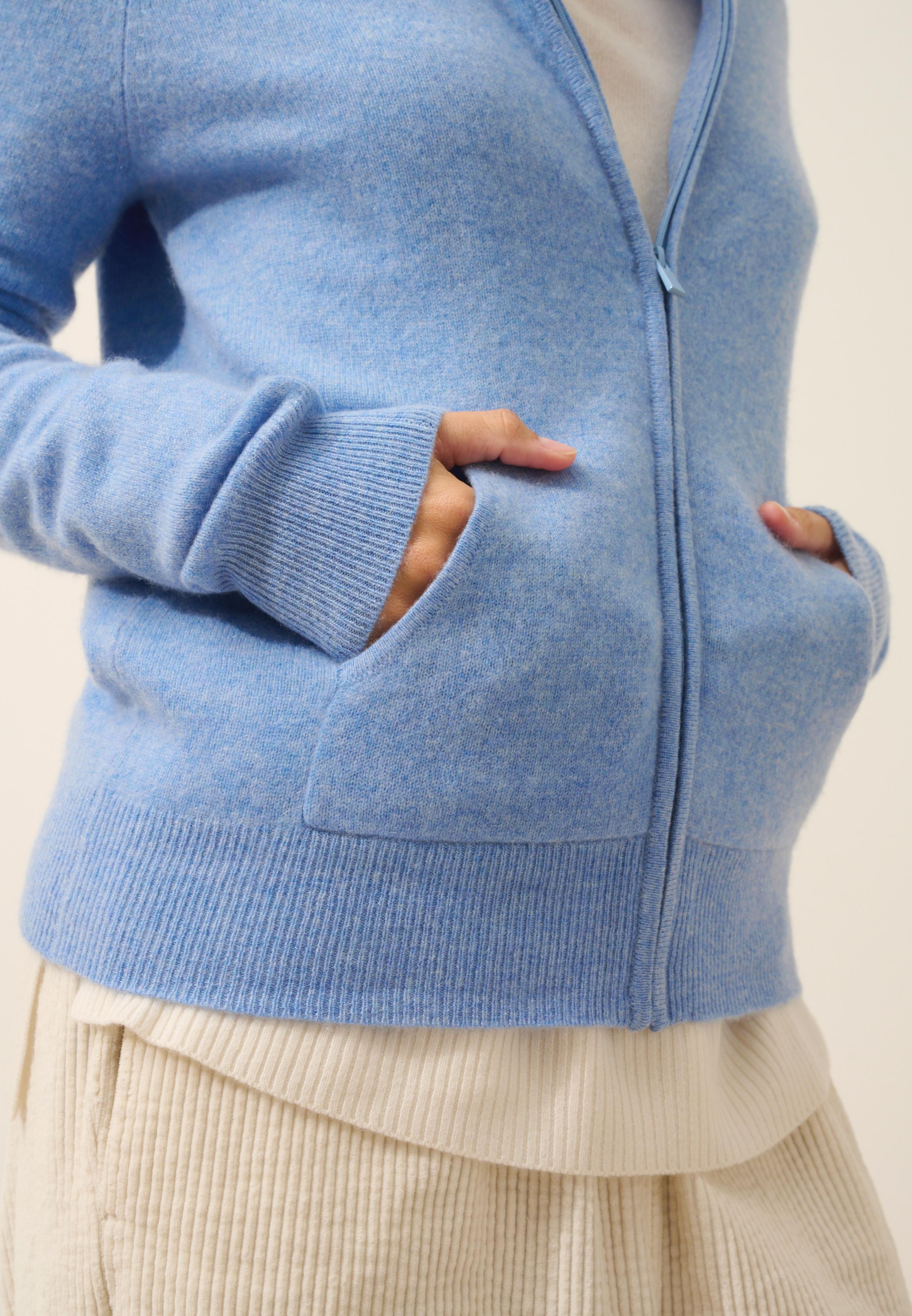 DEBBIE gilet col zippé capuche sky