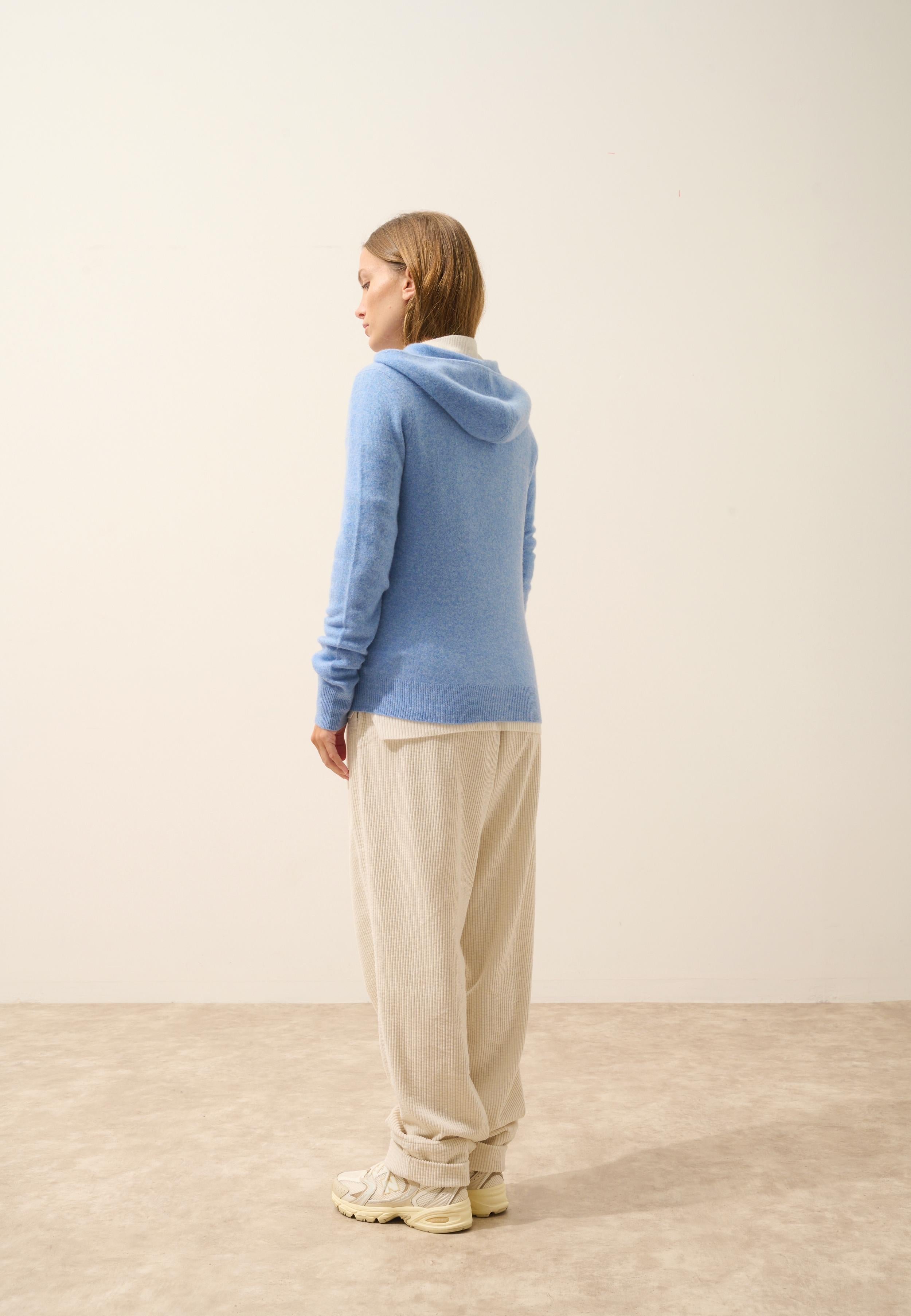 DEBBIE gilet col zippé capuche sky