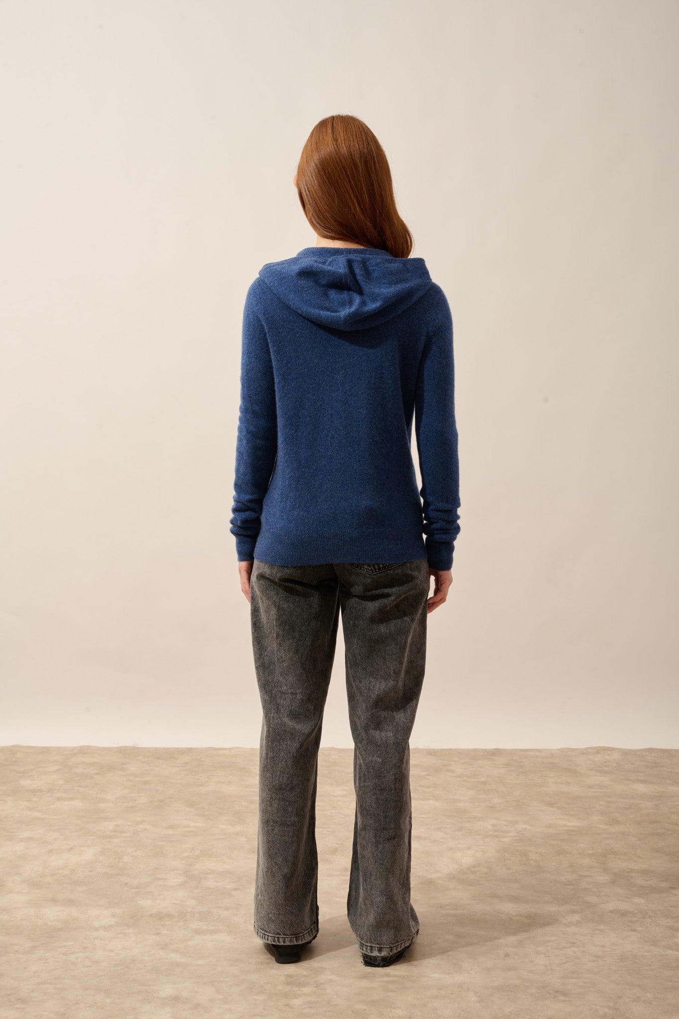 debbie gilet zippé capuche ocean chiné 100% cachemire