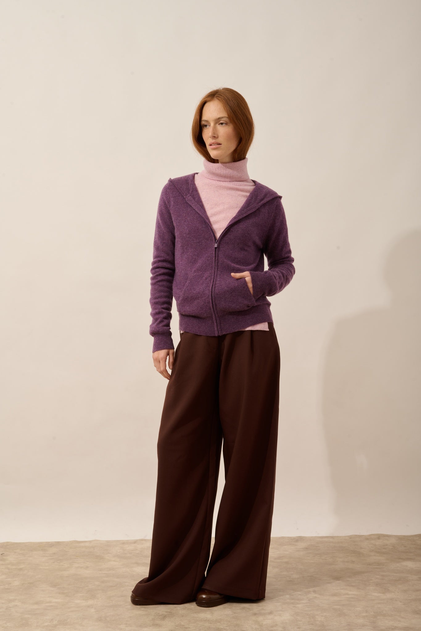 DEBBIE gilet zippé capuche violet chiné