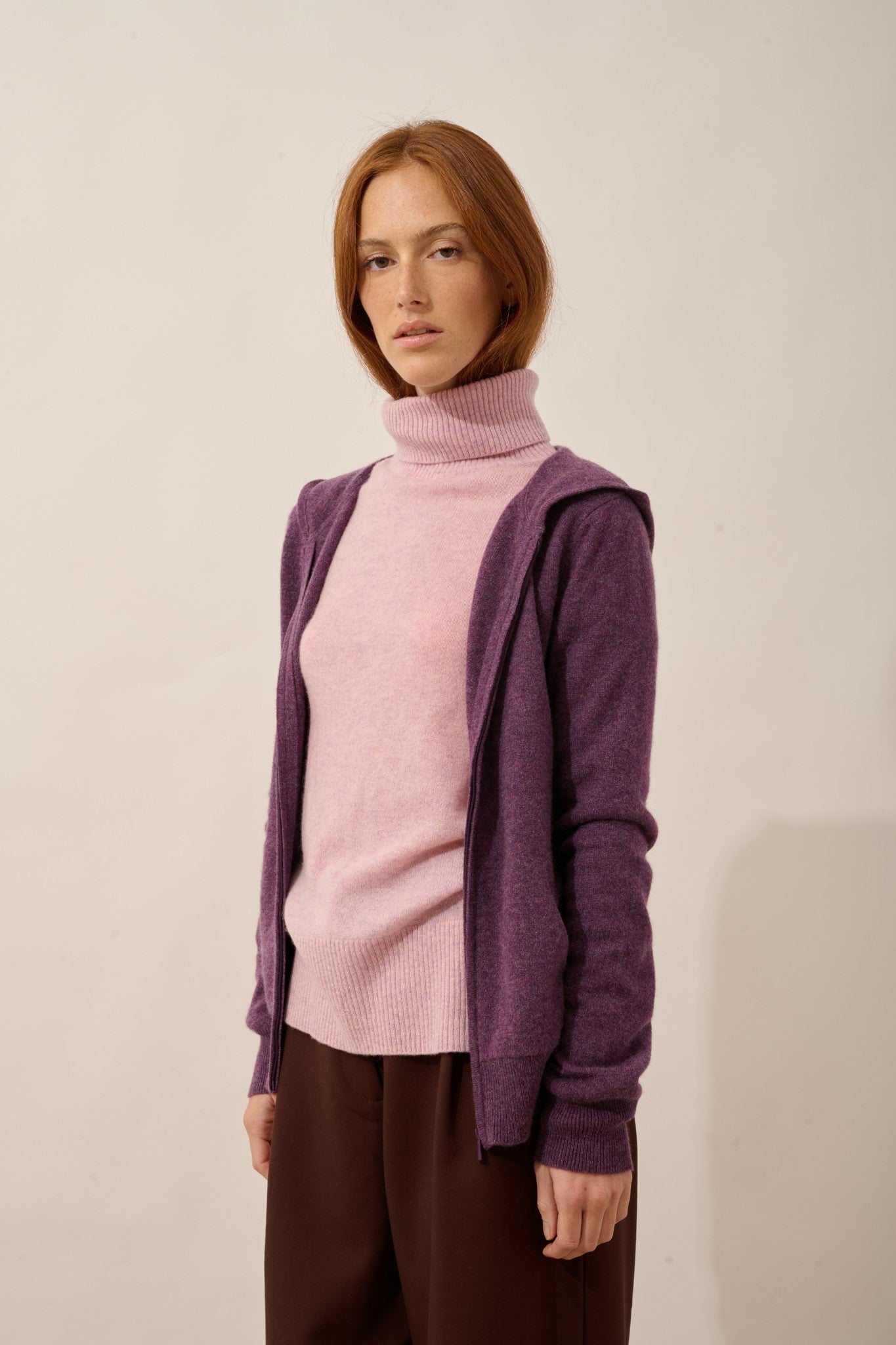 debbie gilet zippé capuche violet chiné