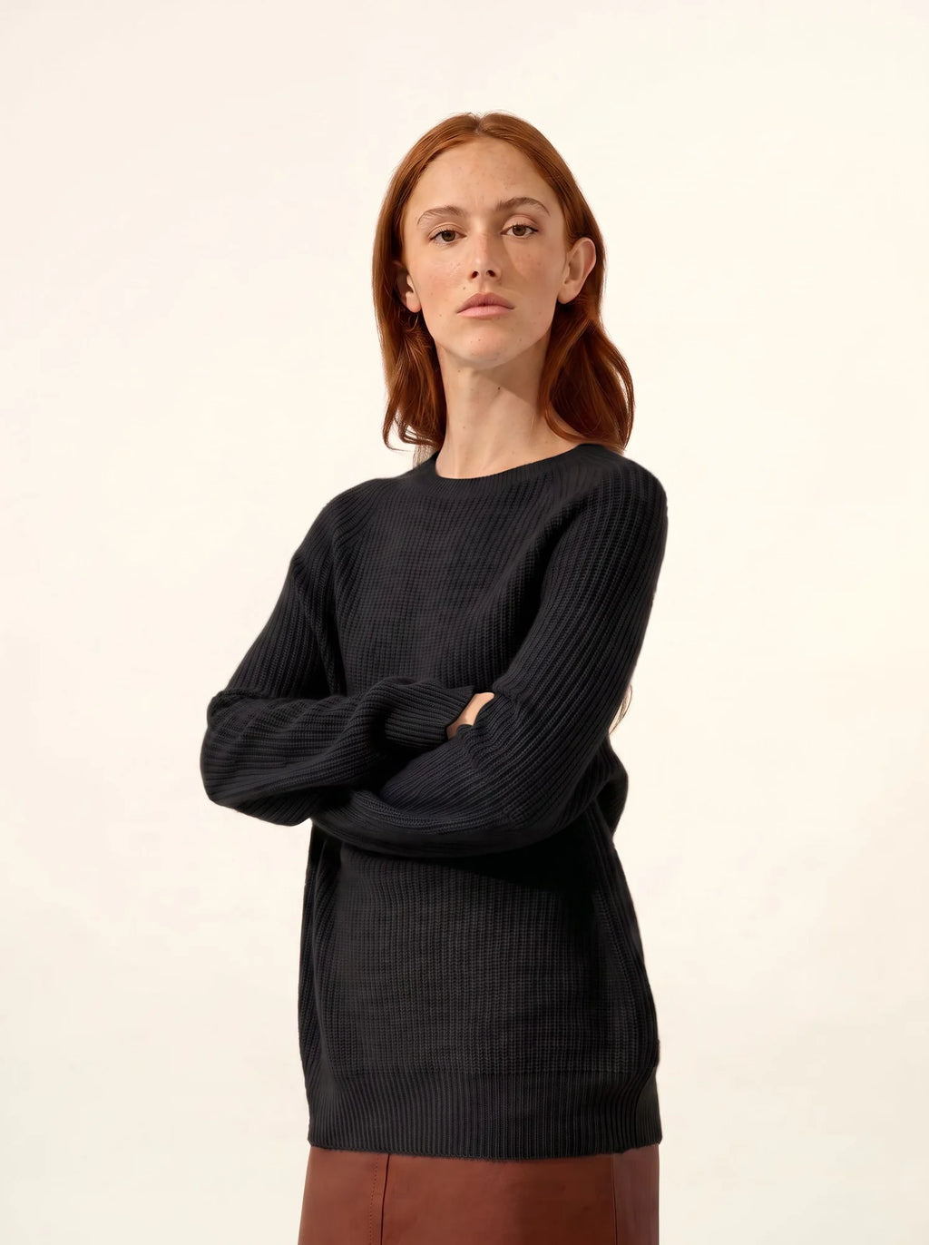 FRIO Pull Col Rond 4 Fils Noir