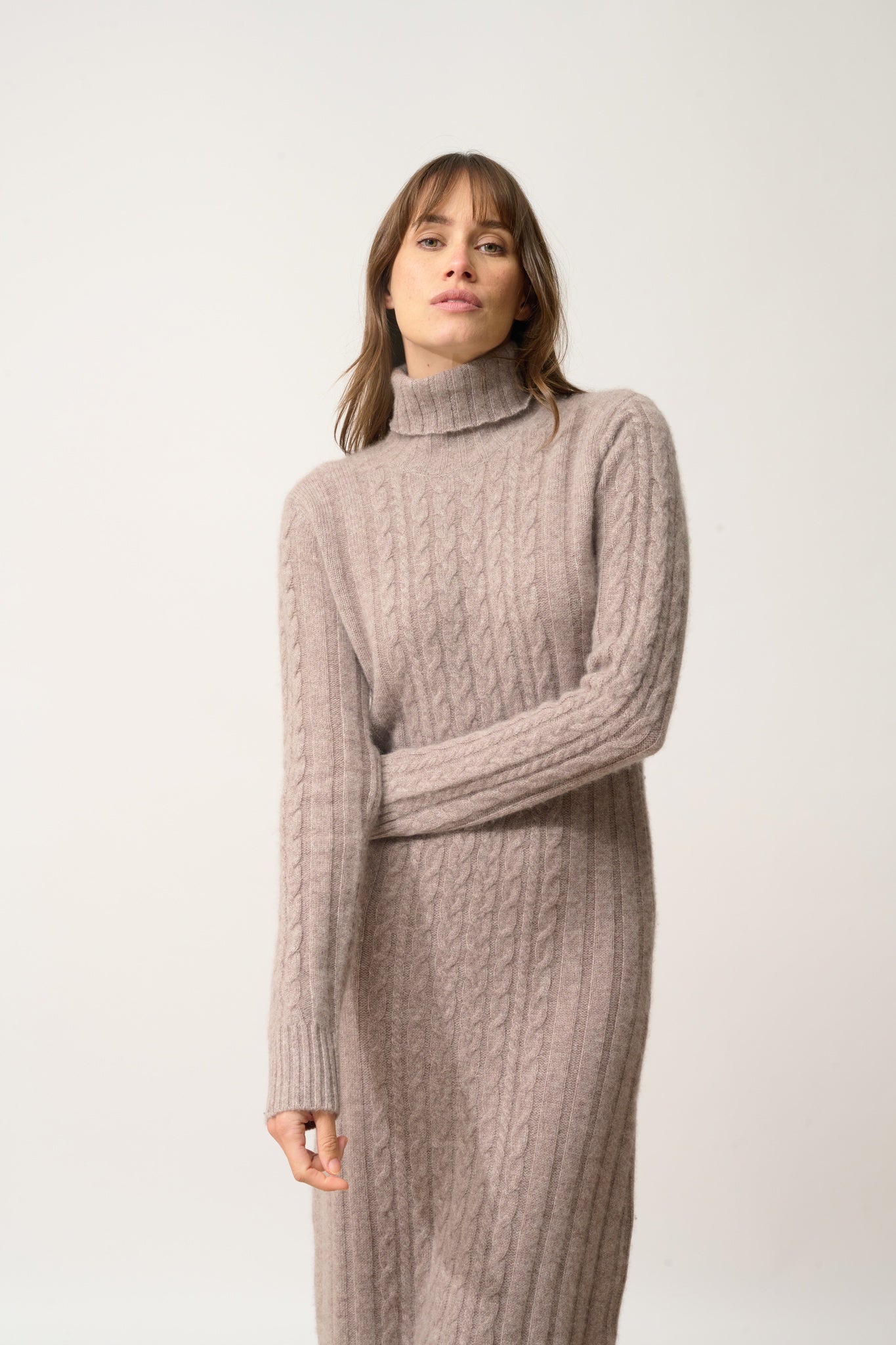 DOLKAR robe col roulé caribou chiné