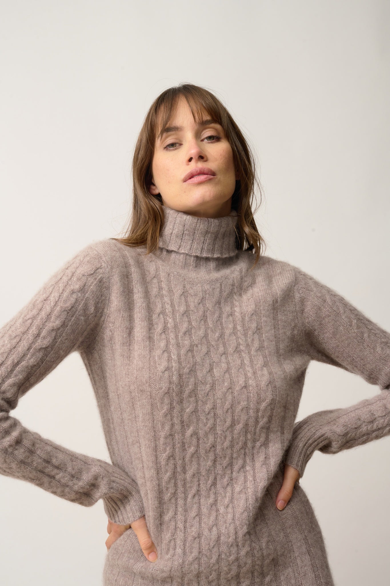 DOLKAR robe col roulé caribou chiné