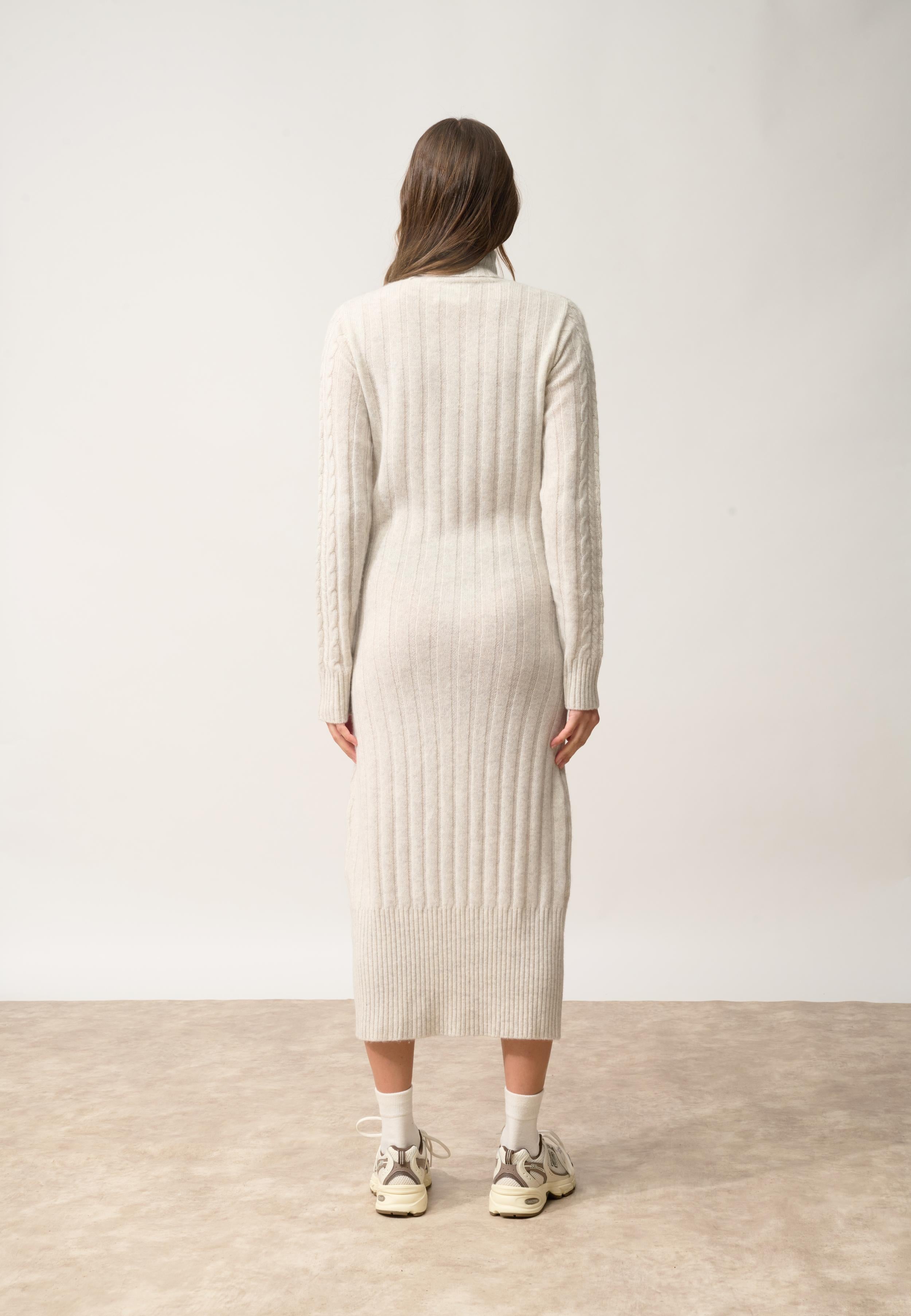 DOLKAR robe col roulé gris clair chiné