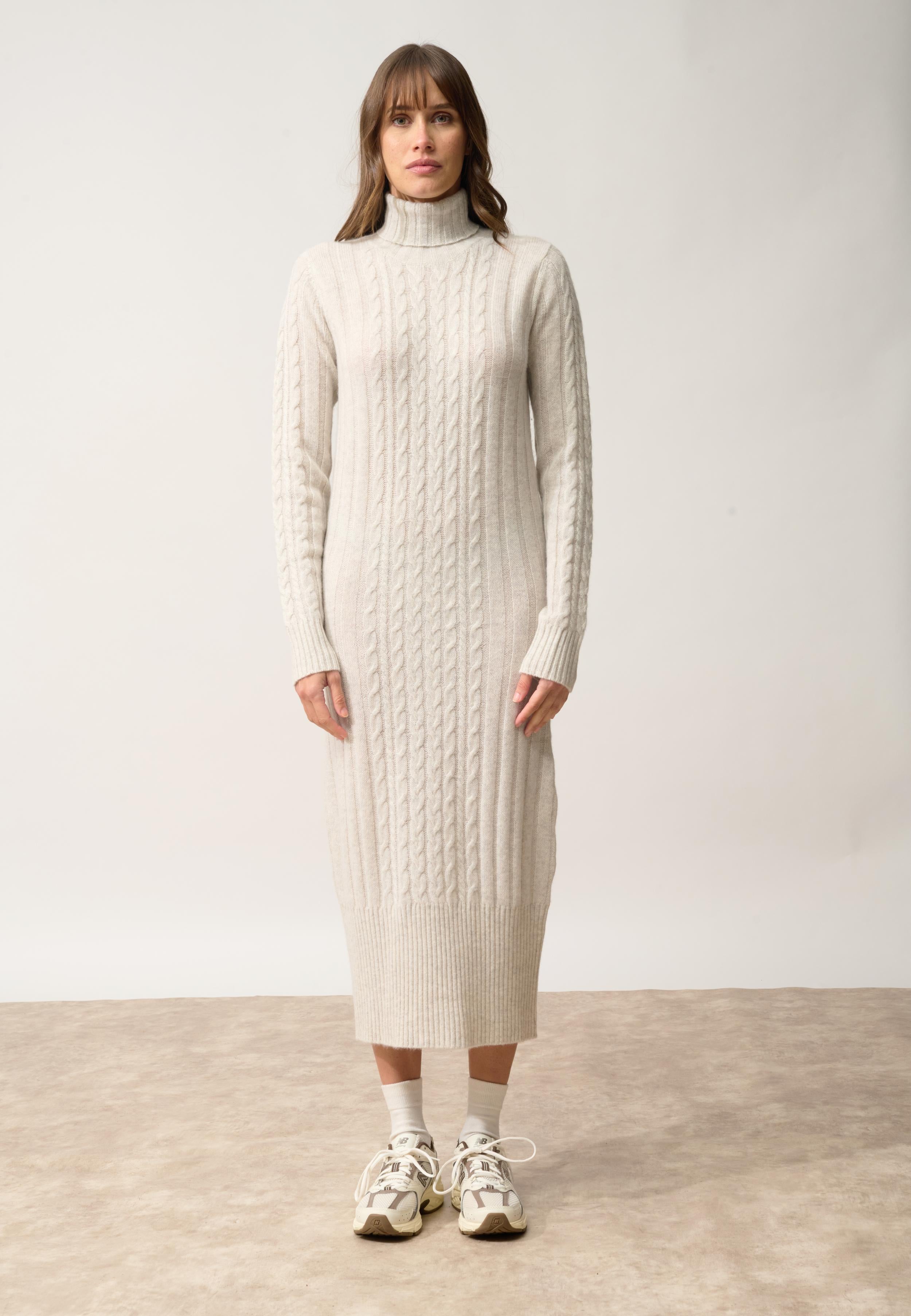 DOLKAR robe col roulé gris clair chiné