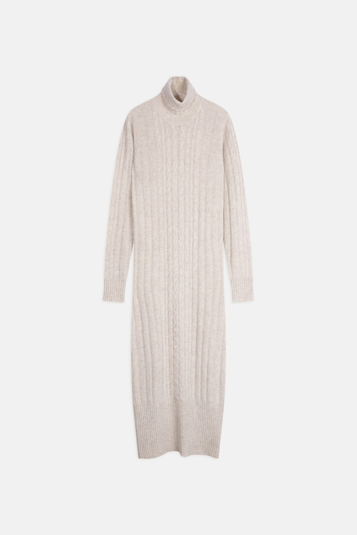 dolkar robe col roulé gris perle chiné