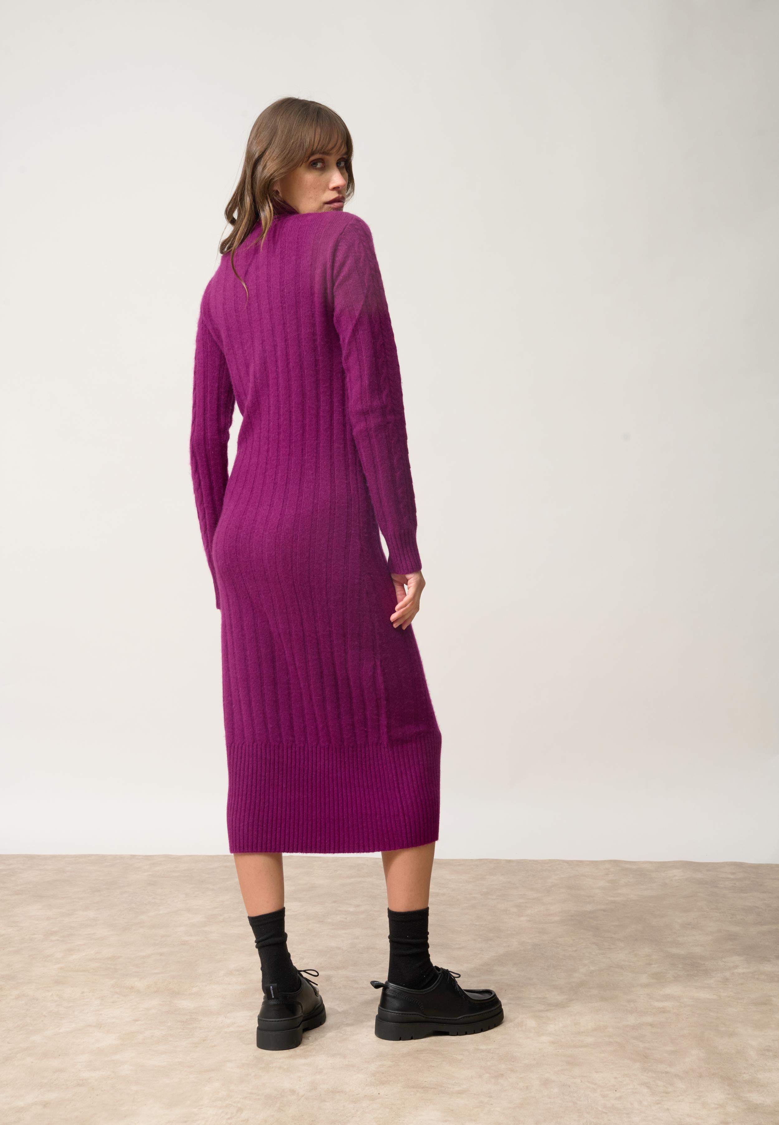 DOLKAR robe col roulé prune