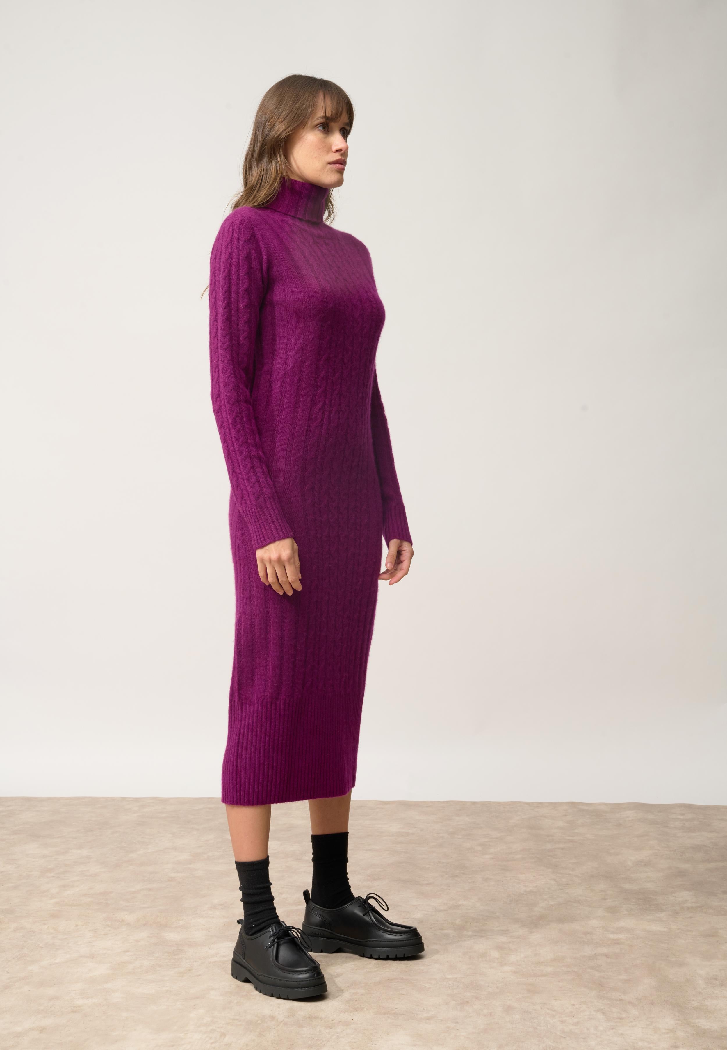 DOLKAR robe col roulé prune