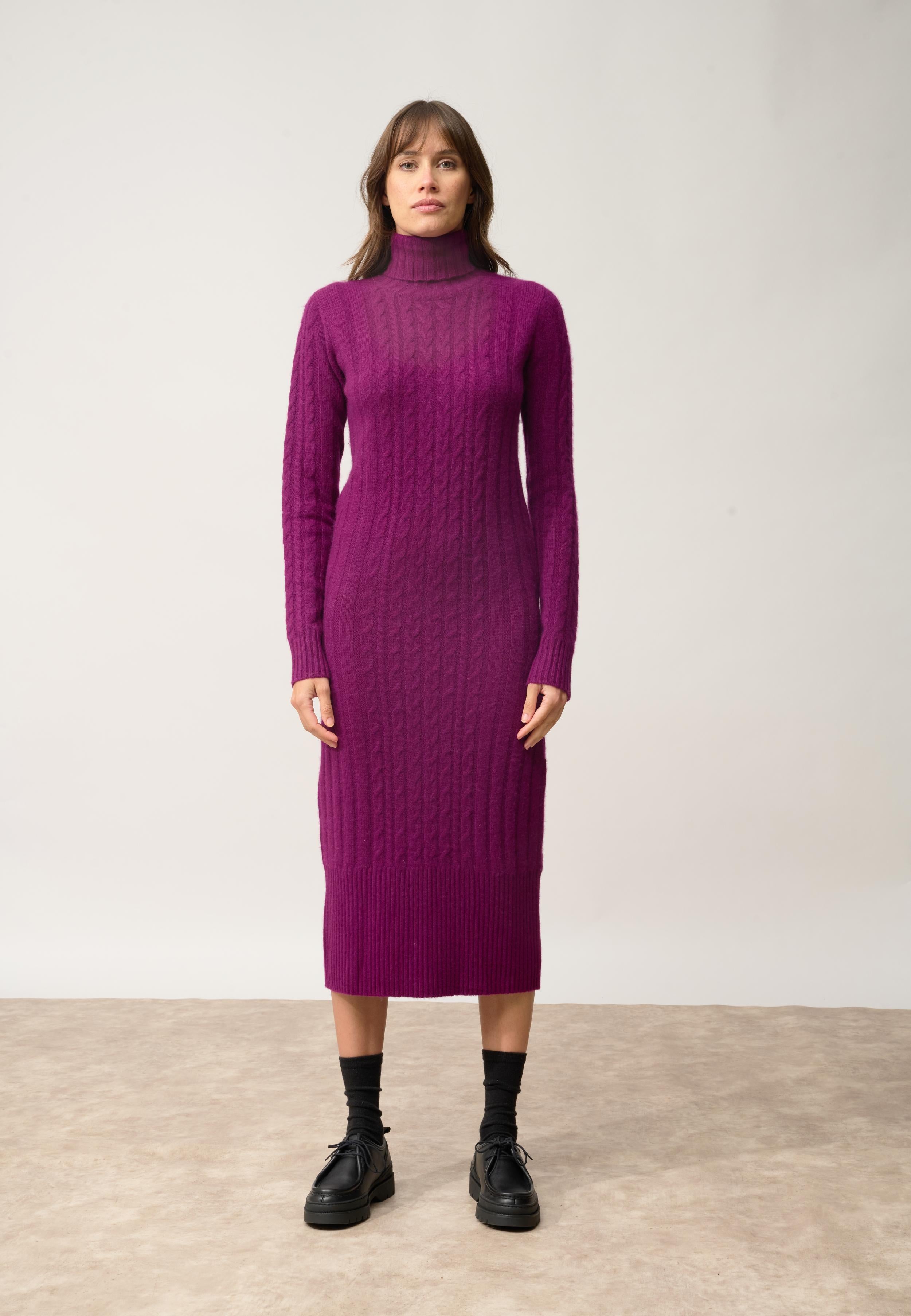 DOLKAR robe col roulé prune