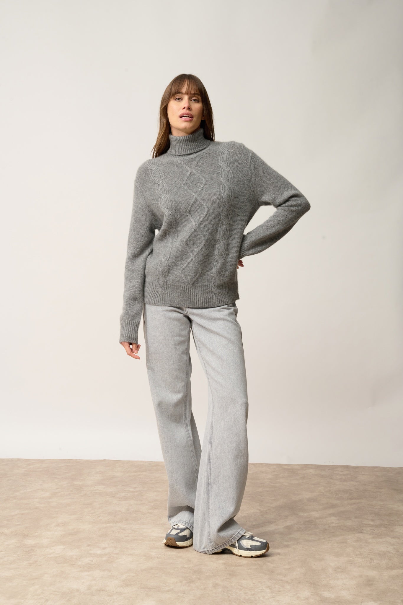 DOLMA heathered flannel turtleneck sweater