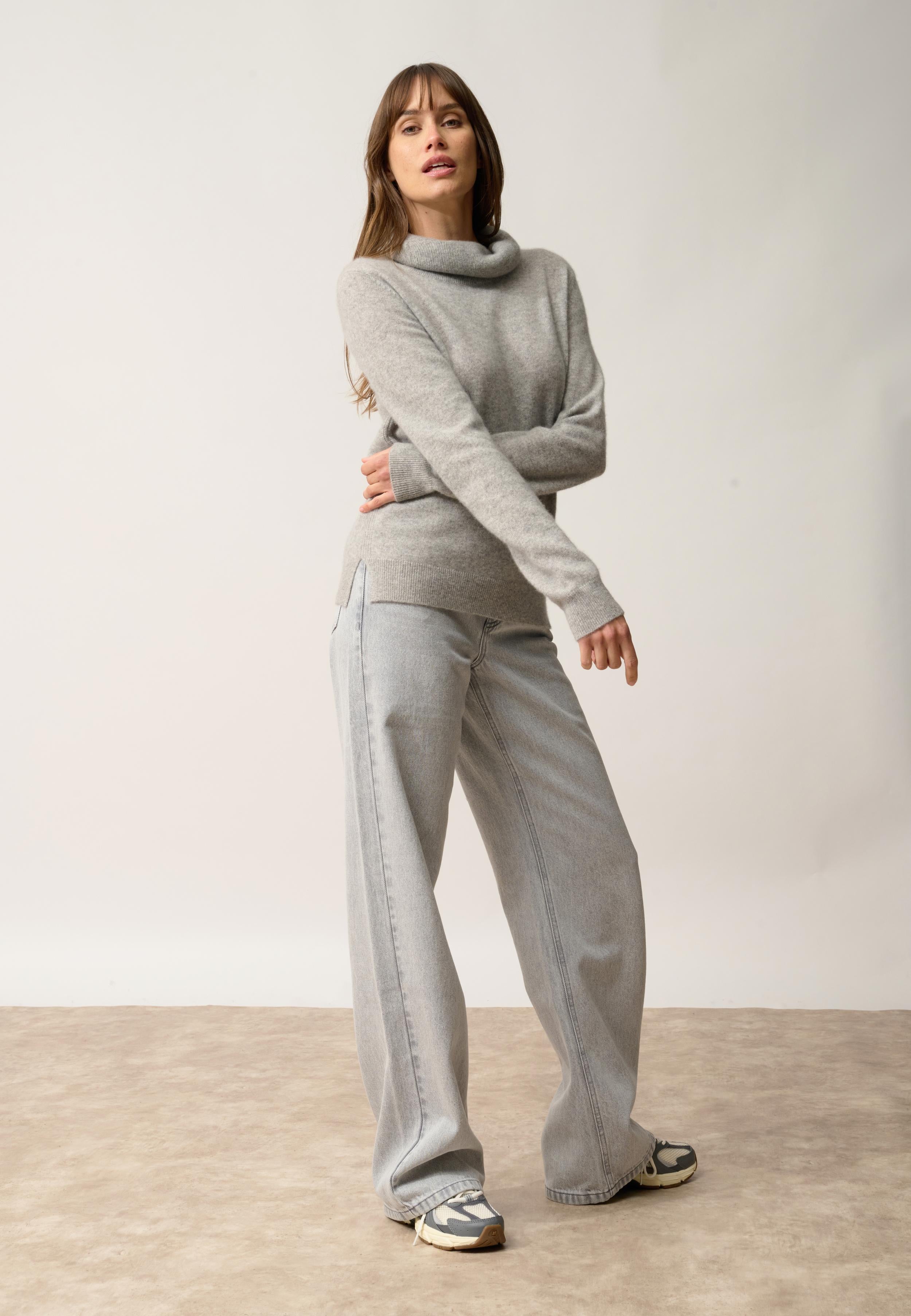 DONATELLA pull col roulé nuage chiné