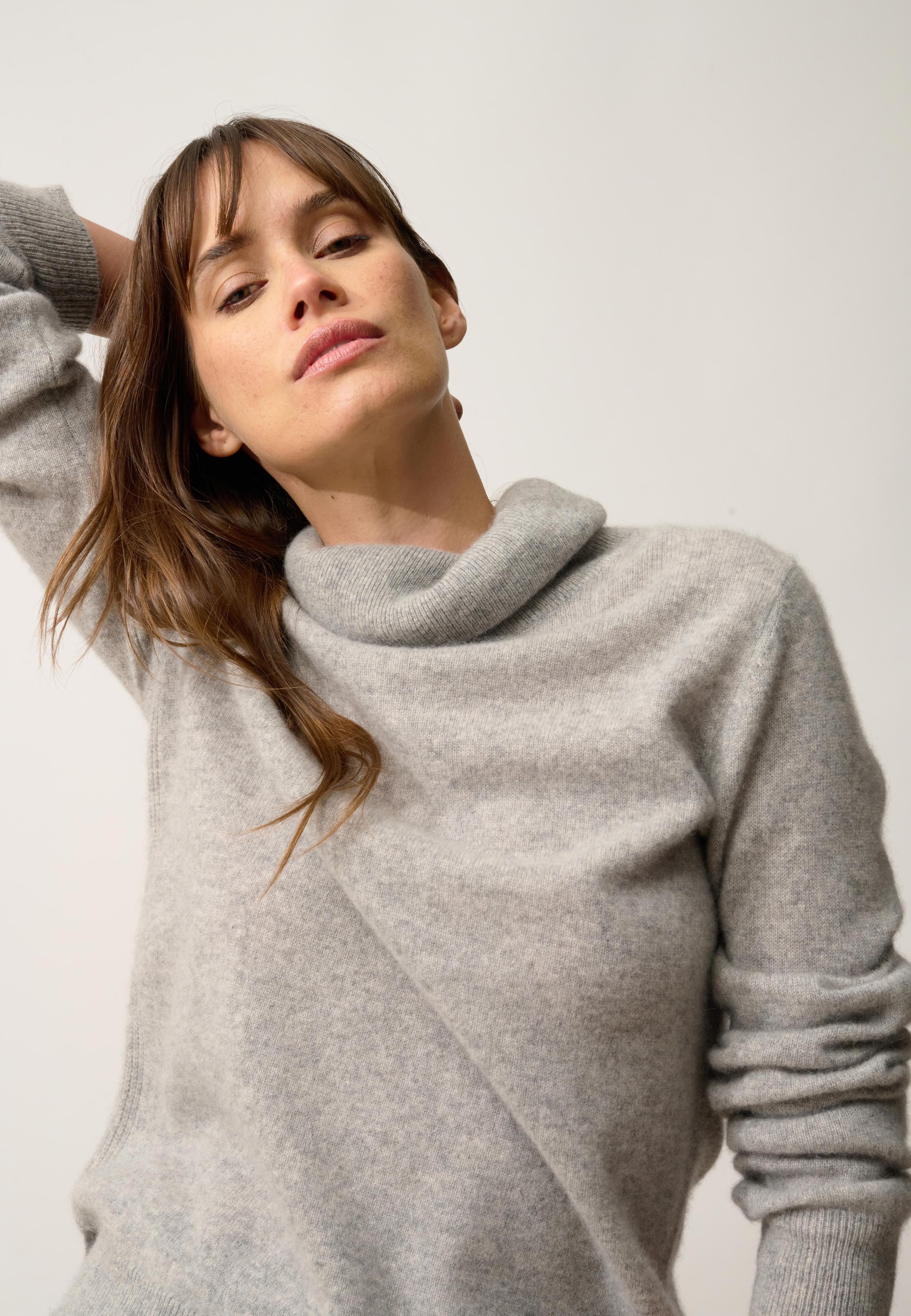 DONATELLA pull col roulé nuage chiné